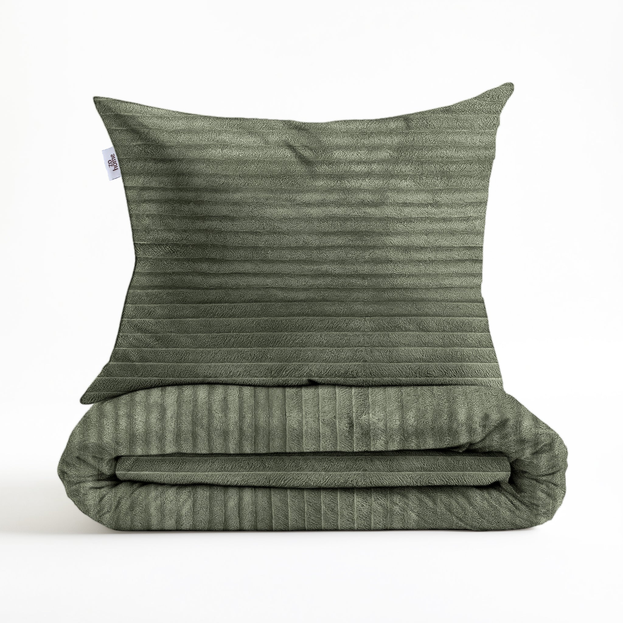 Zohome Dekbedovertrek Pile di Ribcord Army Green - 100% Microvezel - sfeer/detail 3