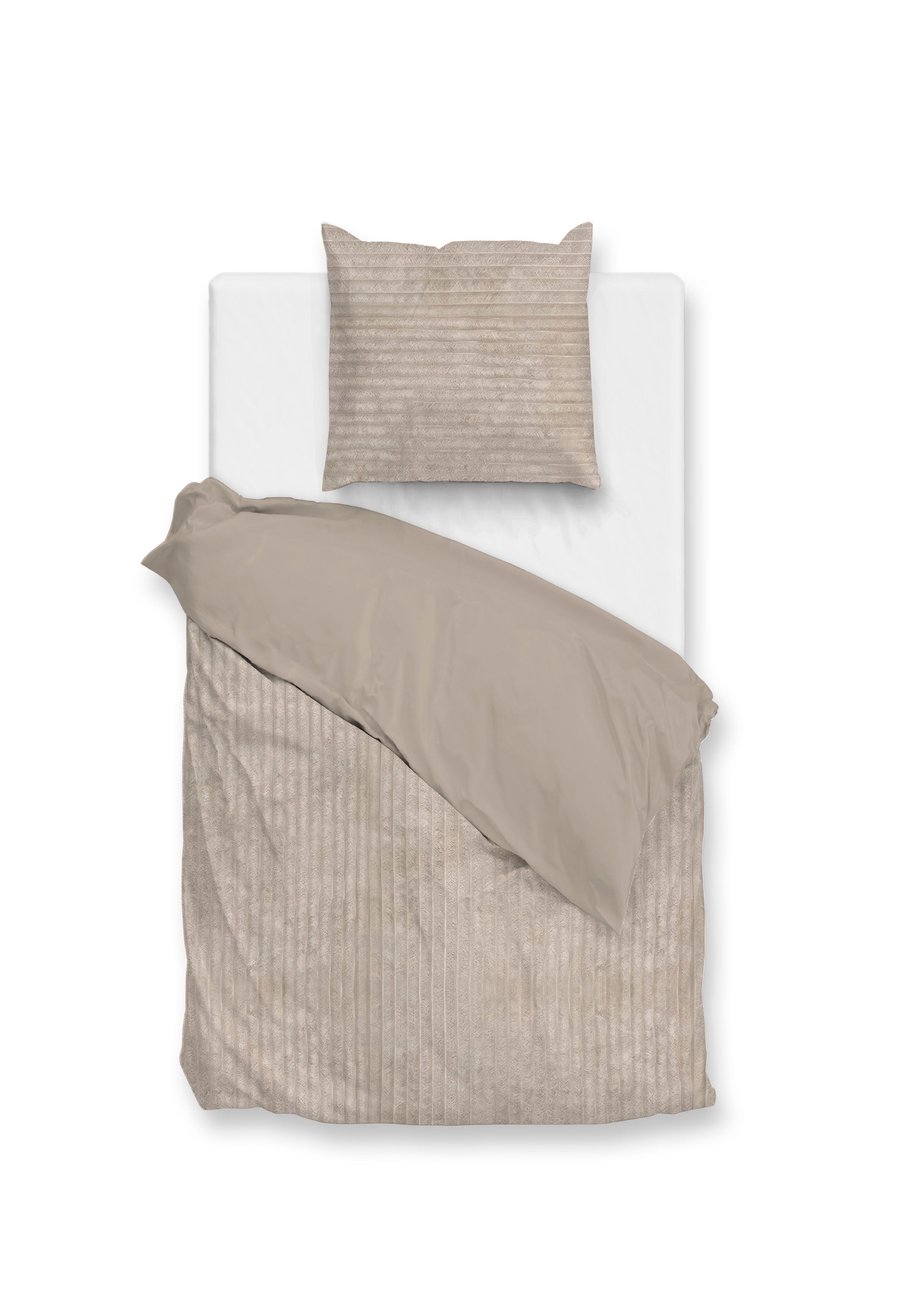 Zohome Dekbedovertrek Pile di Ribcord Forest Sand - 100% Microvezel - 140x200 cm