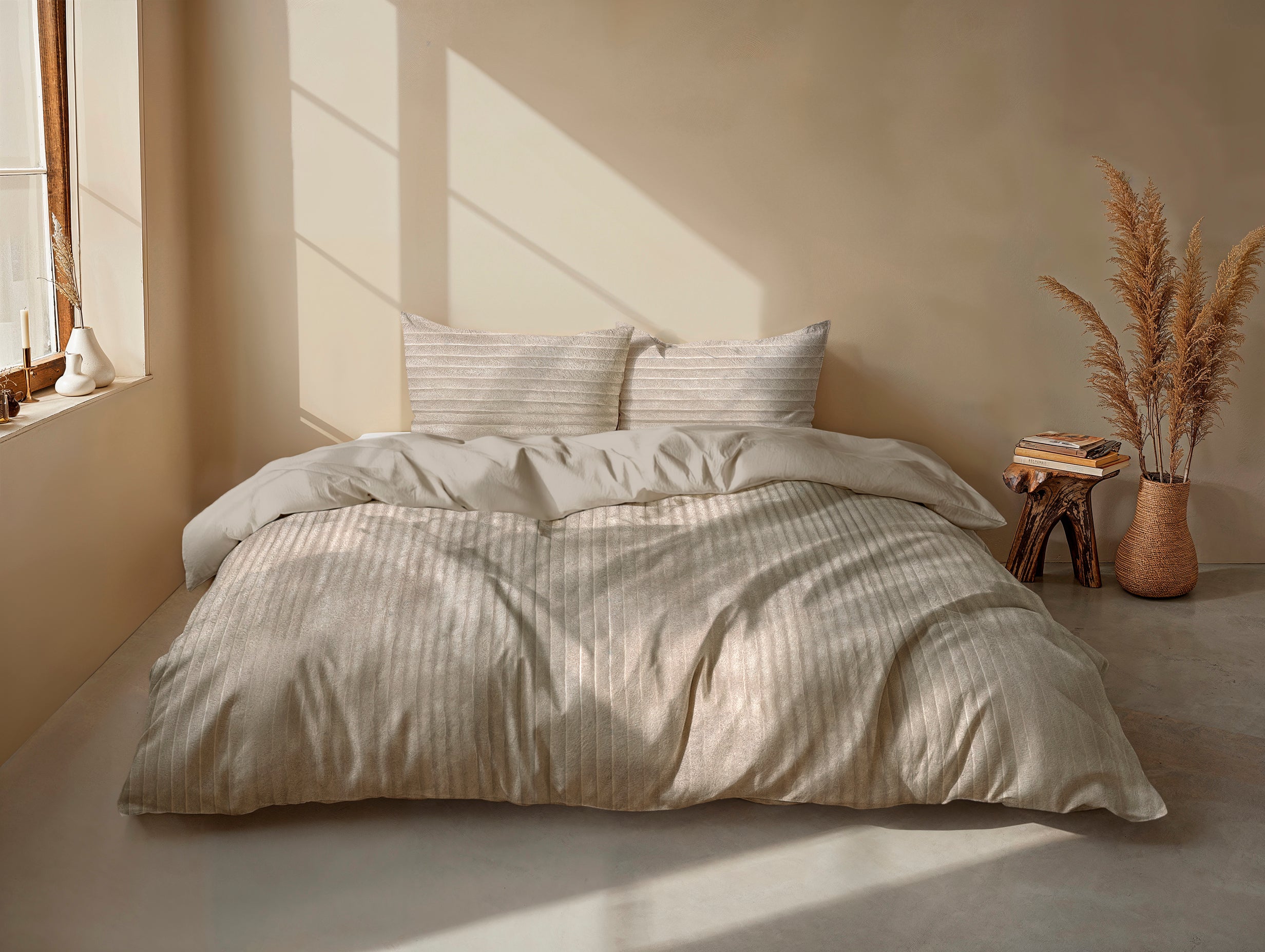 Zohome Dekbedovertrek Pile di Ribcord Forest Sand - 100% Microvezel - sfeer/detail 1