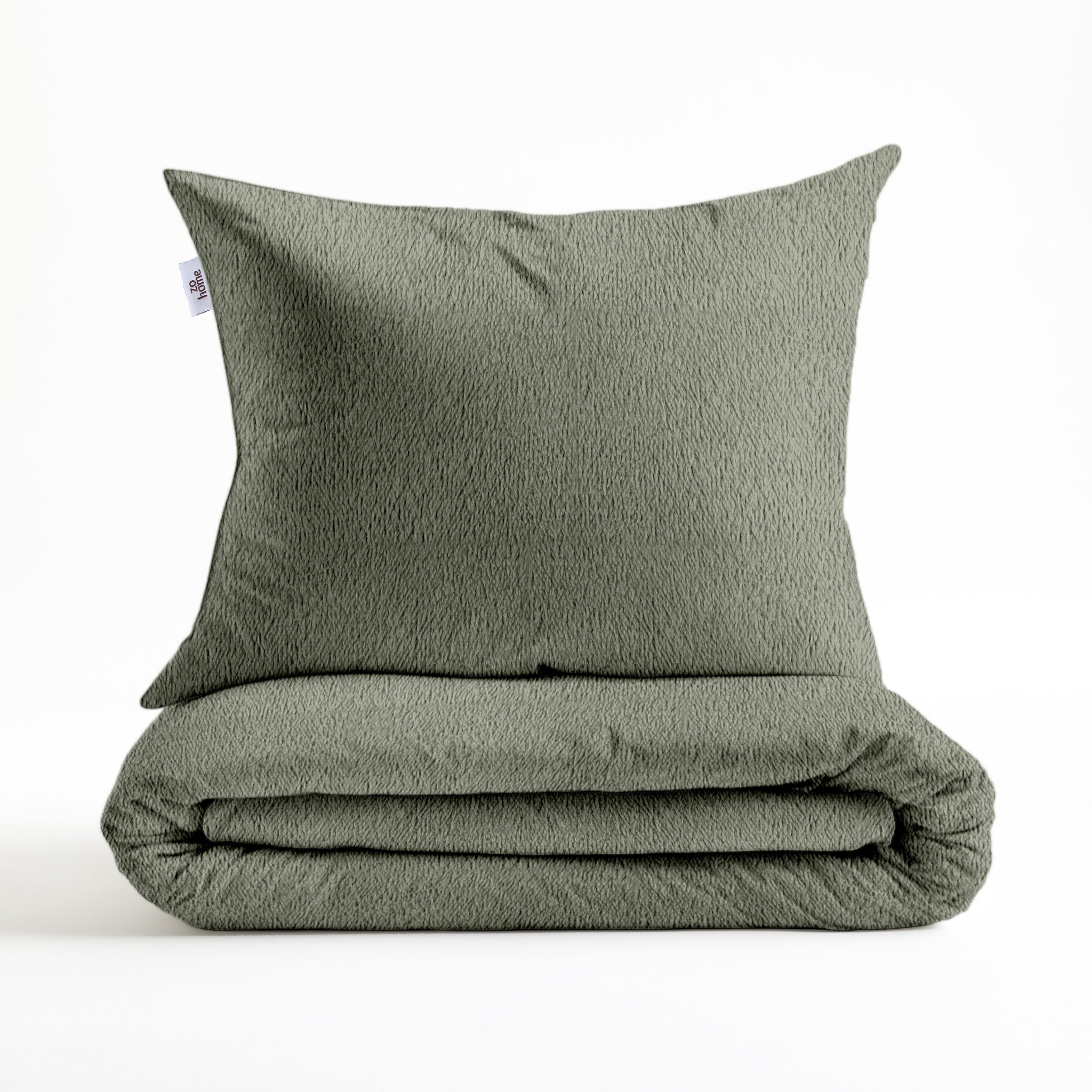 Zohome Dekbedovertrek Pile di Sherpa Army Green - 100% Microvezel - sfeer/detail 4