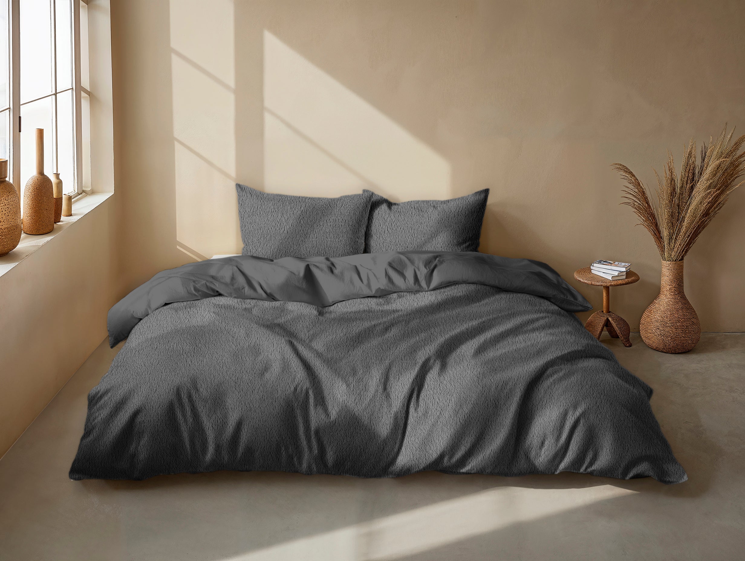 Zohome Dekbedovertrek Pile di Sherpa Classic Antracite - 100% Microvezel - sfeer/detail 1