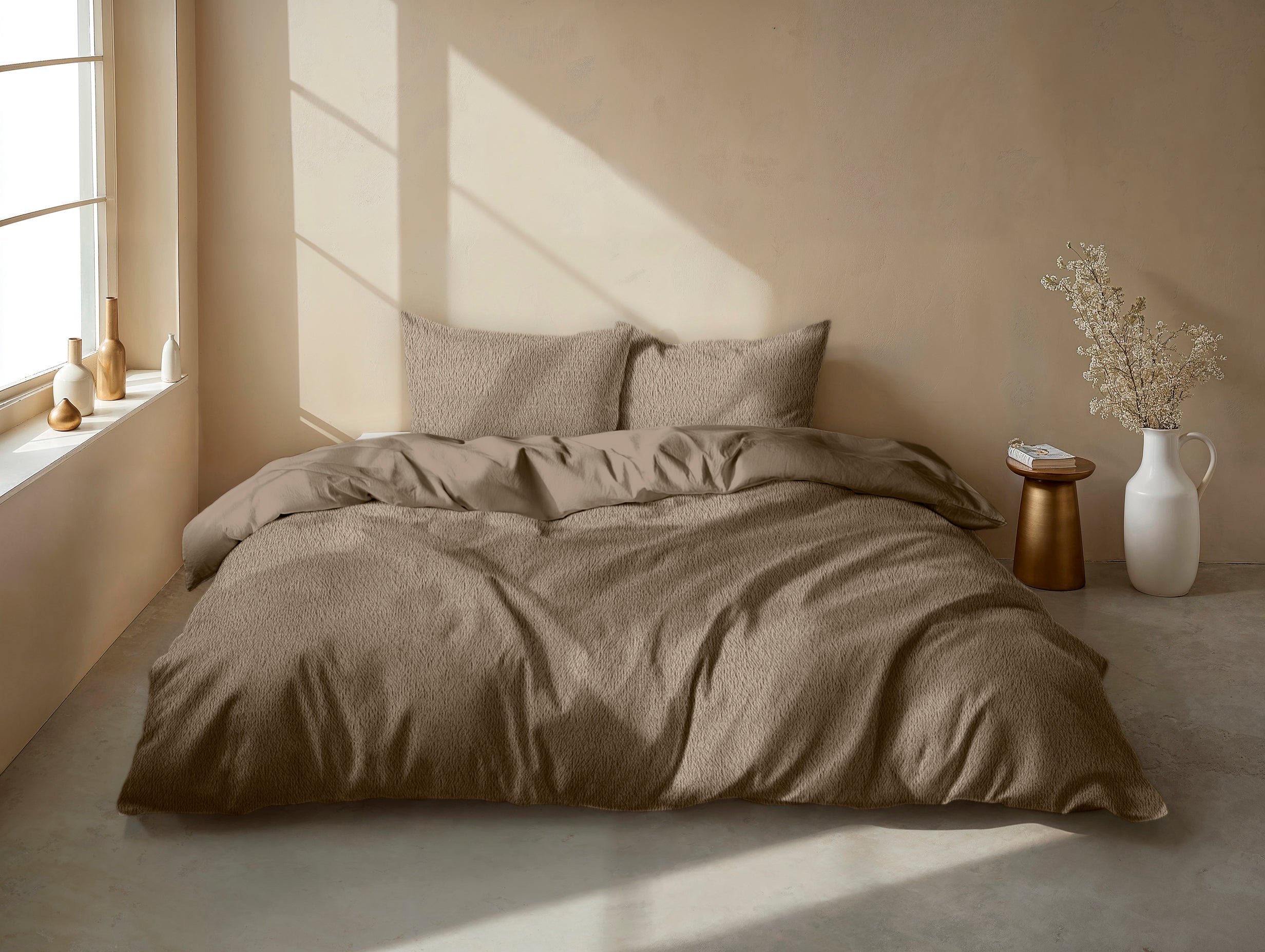 Zohome Dekbedovertrek Pile di Sherpa Real Taupe - 100% Microvezel - sfeer/detail 1