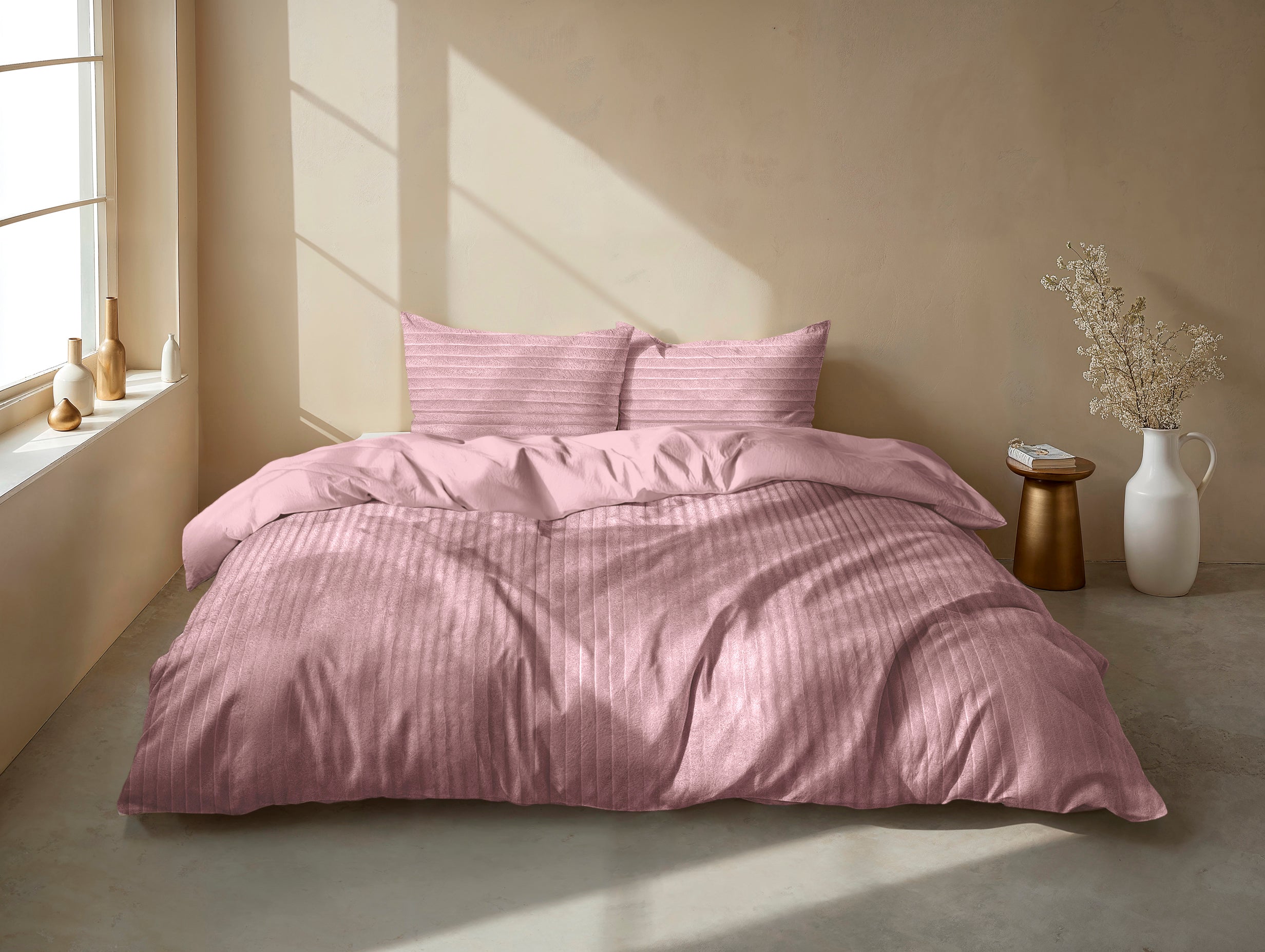 Zohome Dekbedovertrek Pile di Ribcord Shady Pink - 100% Microvezel - sfeer/detail 1