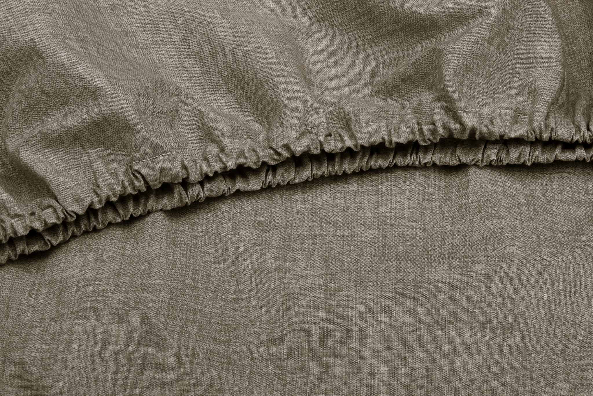 Hoeslaken Lino Palm Taupe - 100% Katoen