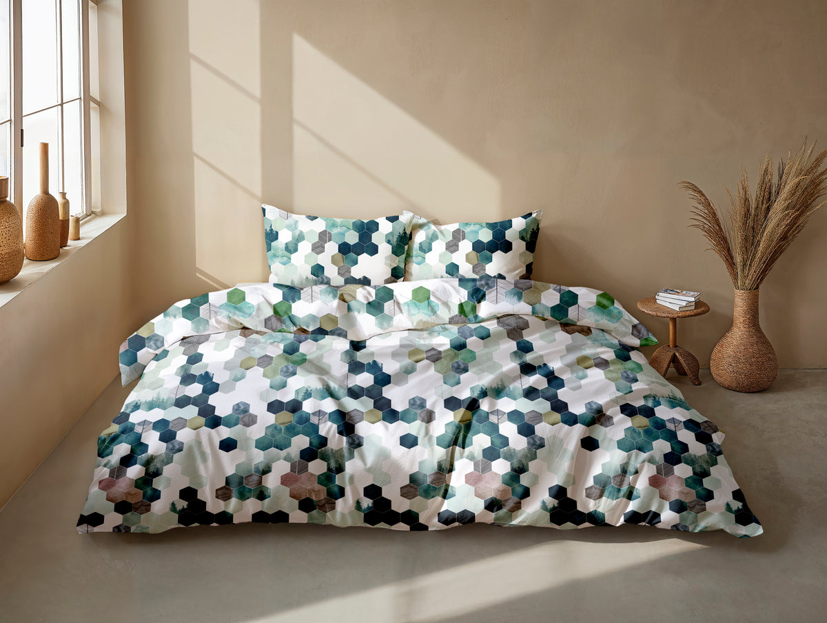 Zohome Online Exclusive Dekbedovertrek Esagona Green - 100% Microvezel
