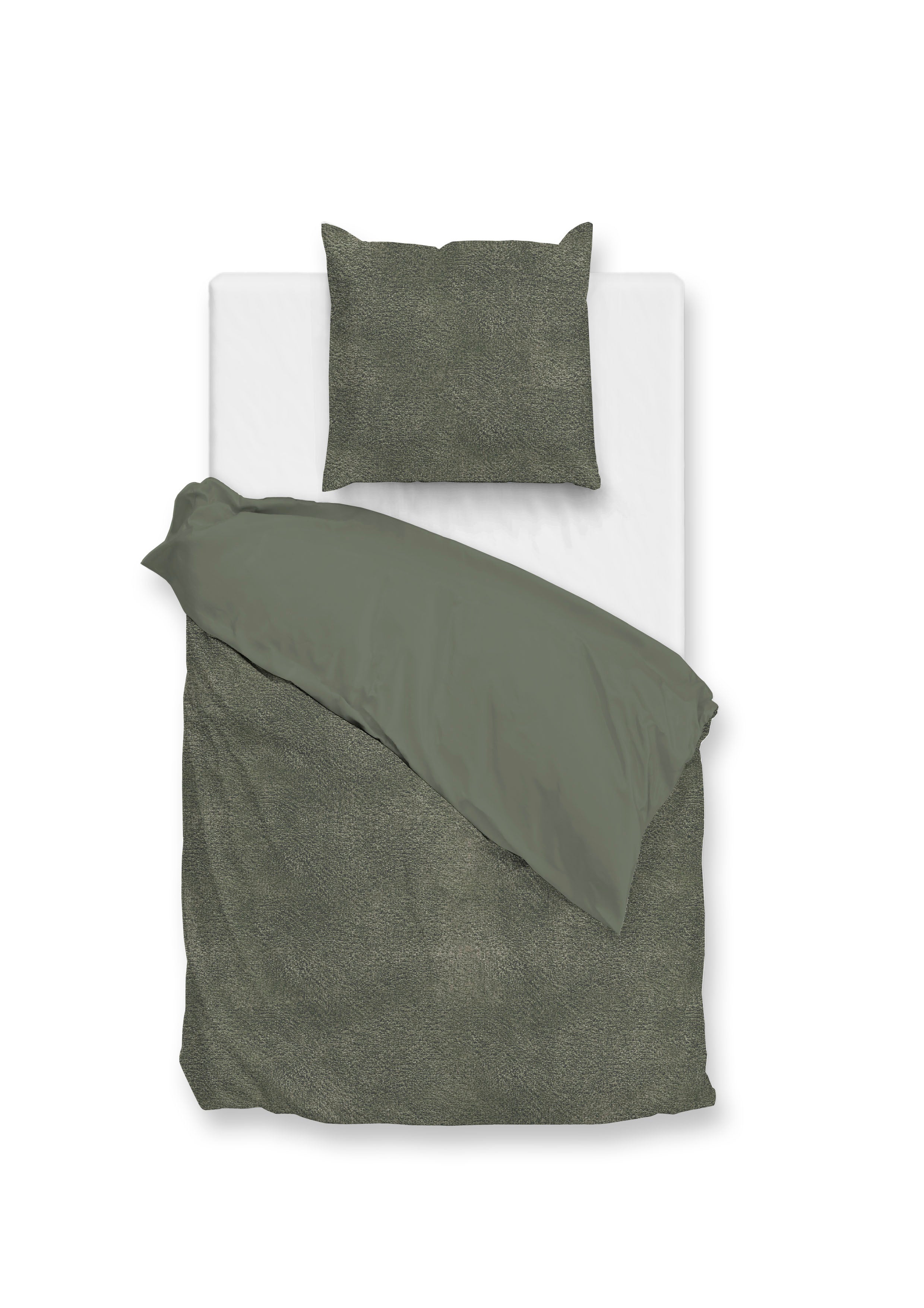 Zohome Dekbedovertrek Pile di Flanella Army Green - 100% Microvezel - 140x200 cm