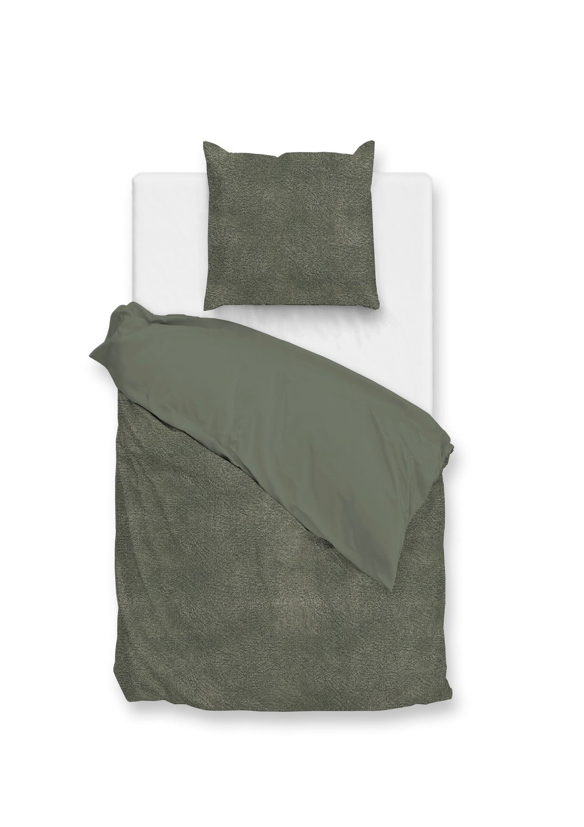 Zohome Dekbedovertrek Pile di Flanella Army Green - 100% Microvezel - 140x200 cm