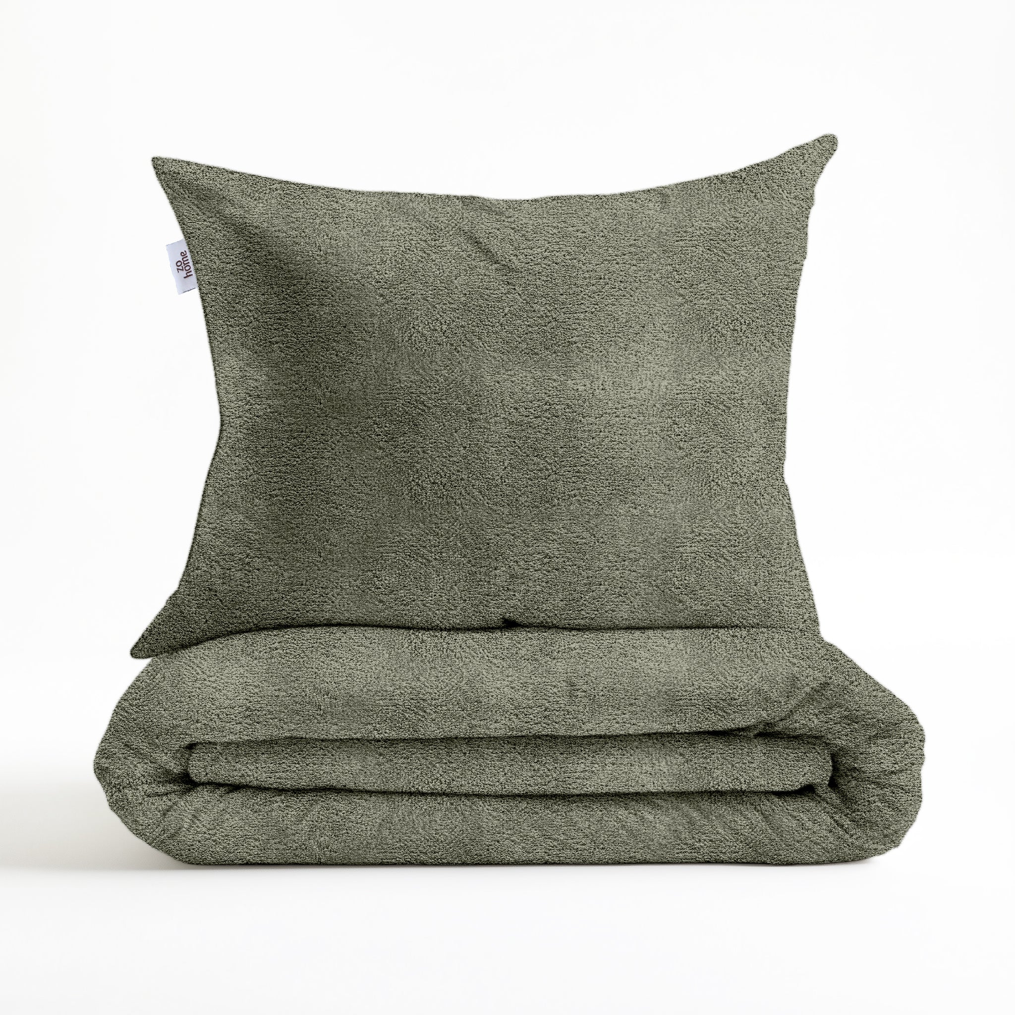 Zohome Dekbedovertrek Pile di Flanella Army Green - 100% Microvezel - 200x200-220 cm