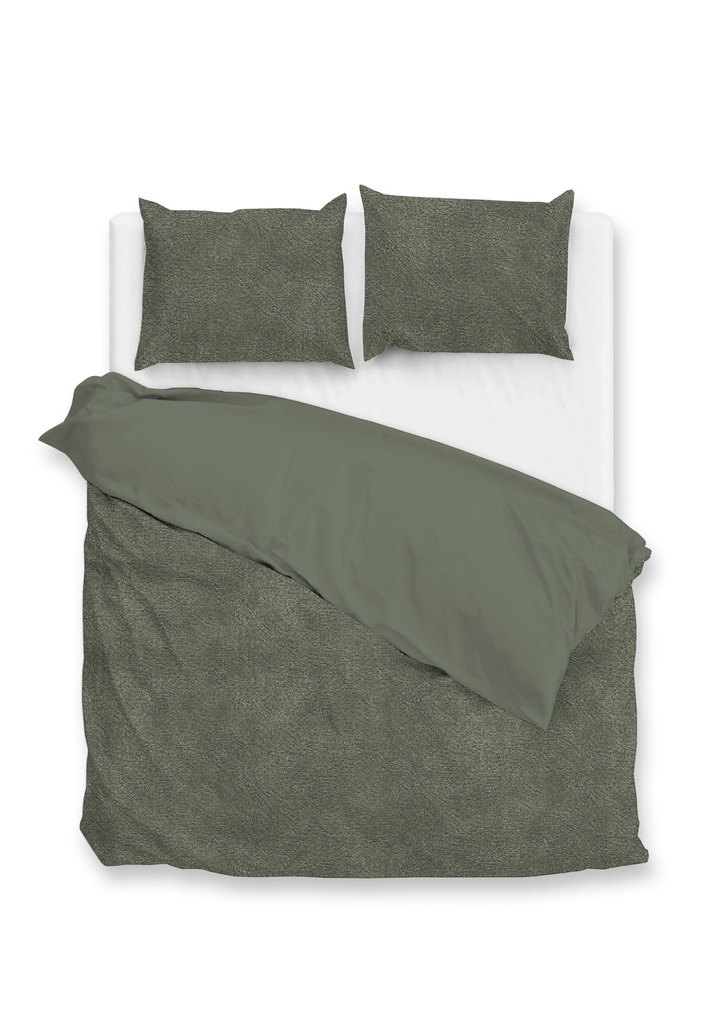 Zohome Dekbedovertrek Pile di Flanella Army Green - 100% Microvezel - 200x200-220 cm