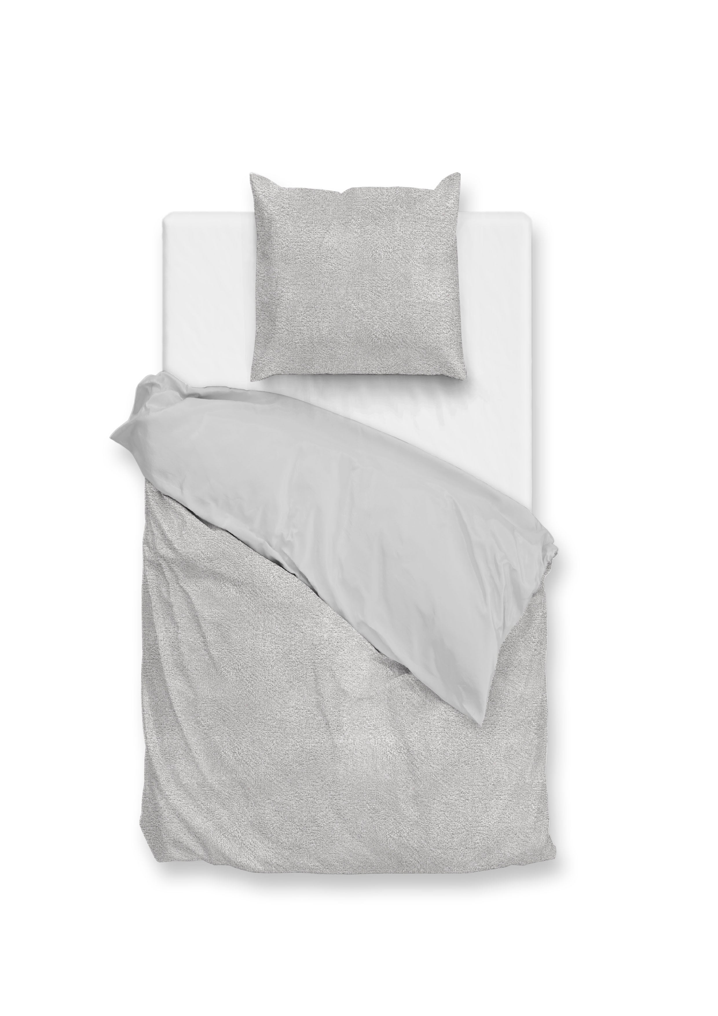 Zohome Dekbedovertrek Pile di Flanella Dove Grey - 100% Microvezel - 140x200 cm