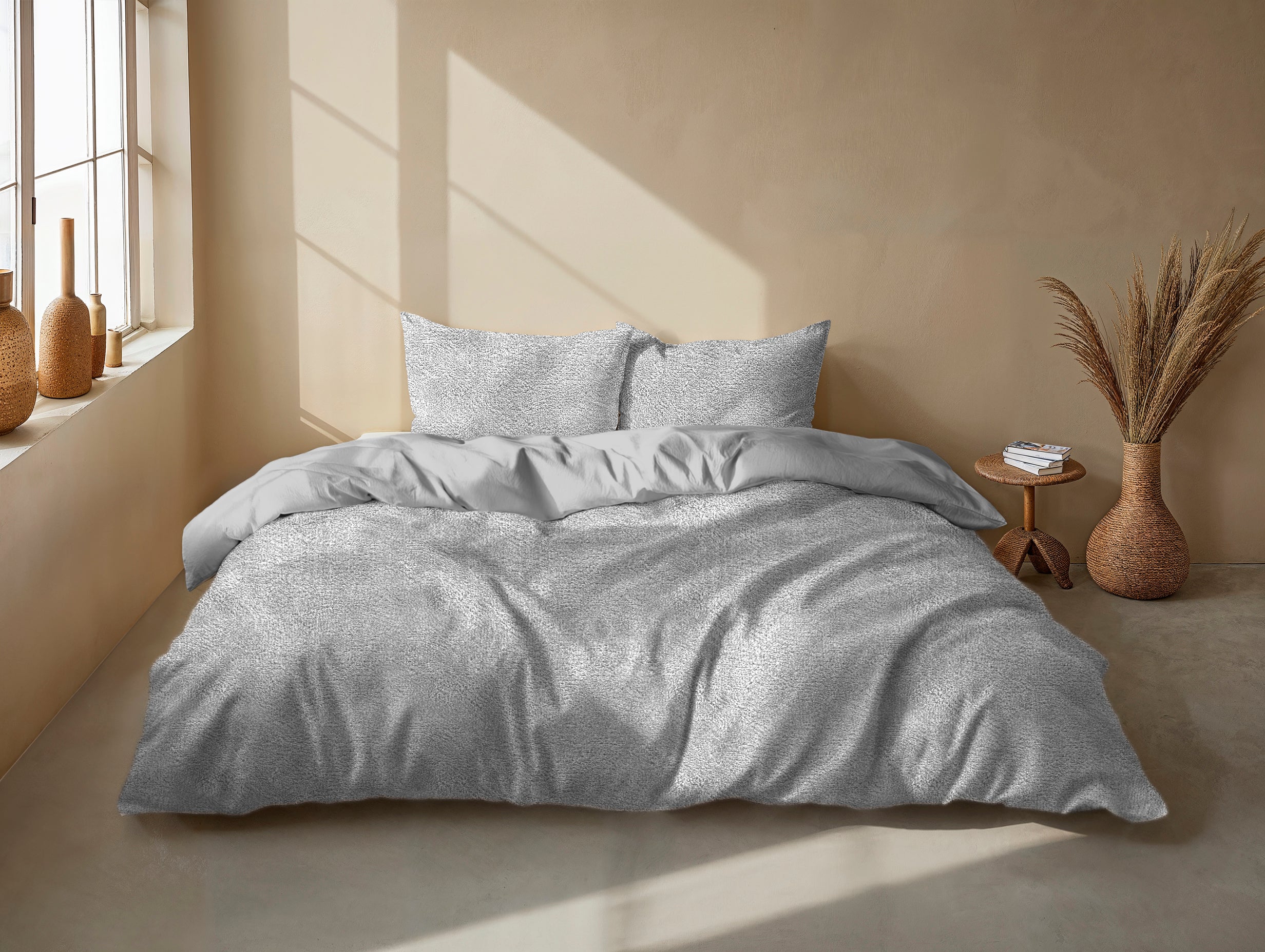 Zohome Dekbedovertrek Pile di Flanella Dove Grey - 100% Microvezel - 200x200-220 cm