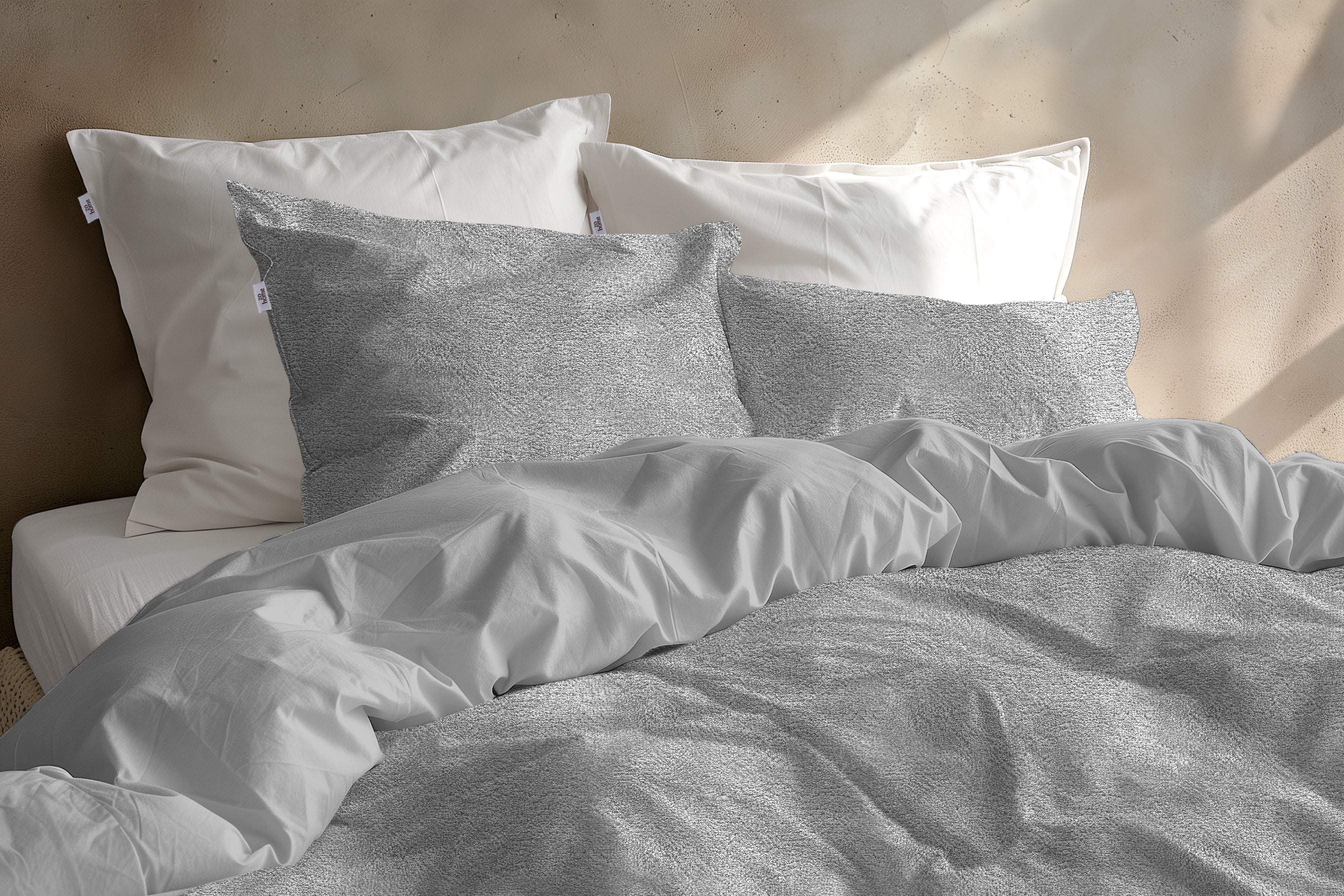 Zohome Dekbedovertrek Pile di Flanella Dove Grey - 100% Microvezel - 240x200-220 cm