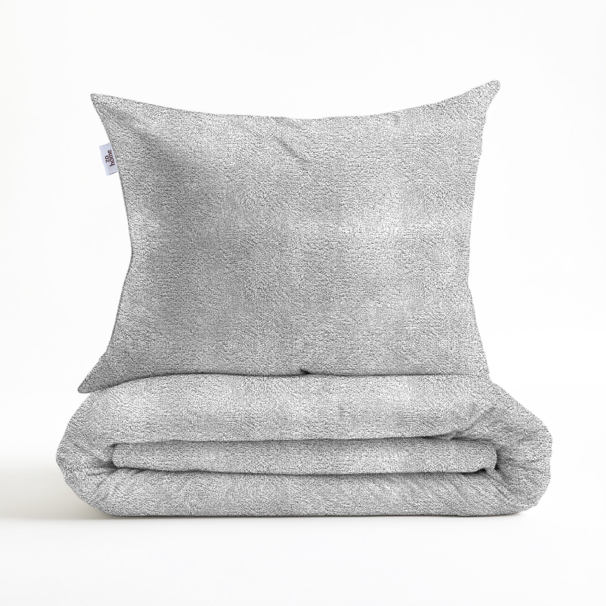 Zohome Dekbedovertrek Pile di Flanella Dove Grey - 100% Microvezel - 240x200-220 cm