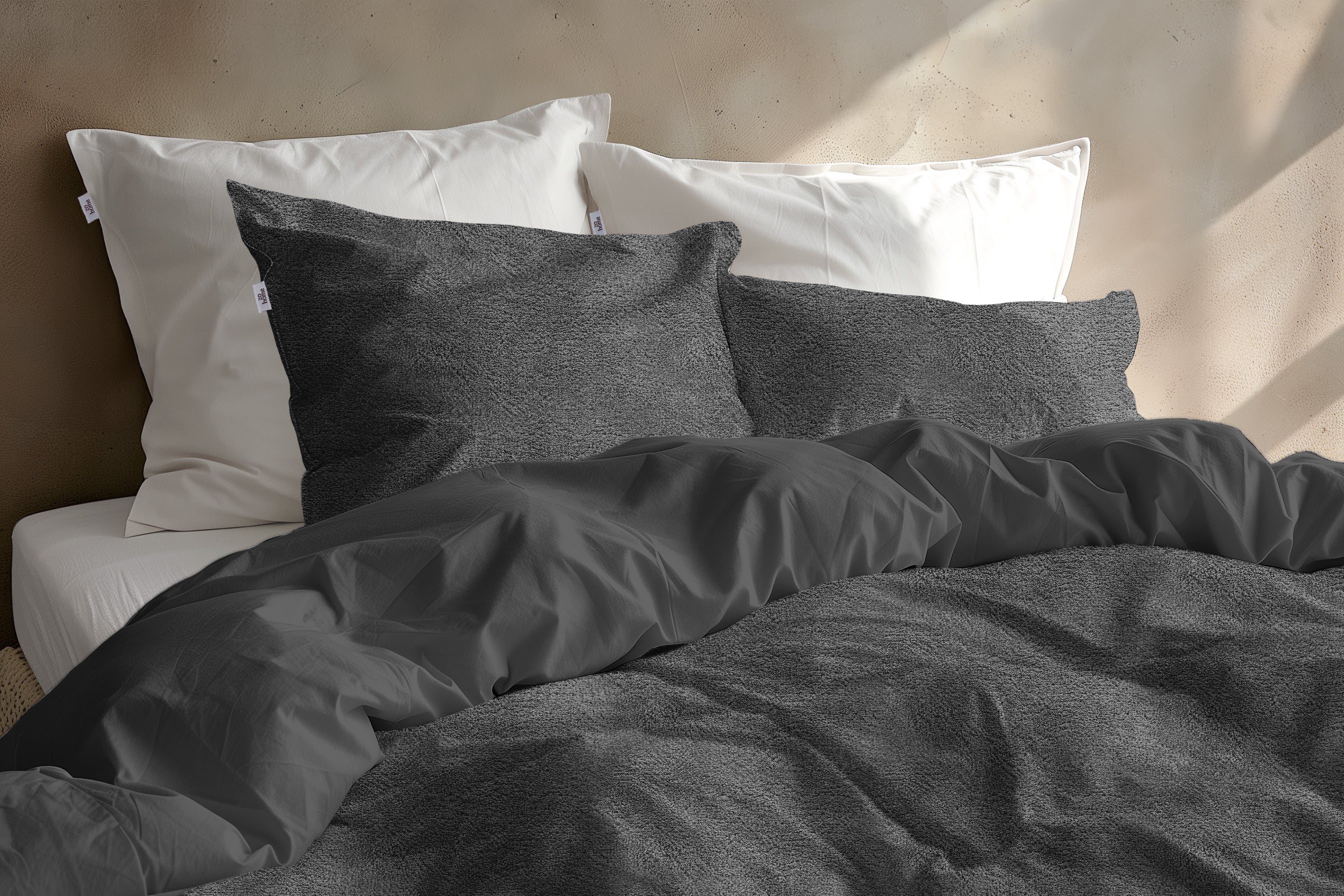 Zohome Dekbedovertrek Pile di Flanella Classic Antracite - 100% Microvezel - 140x200 cm