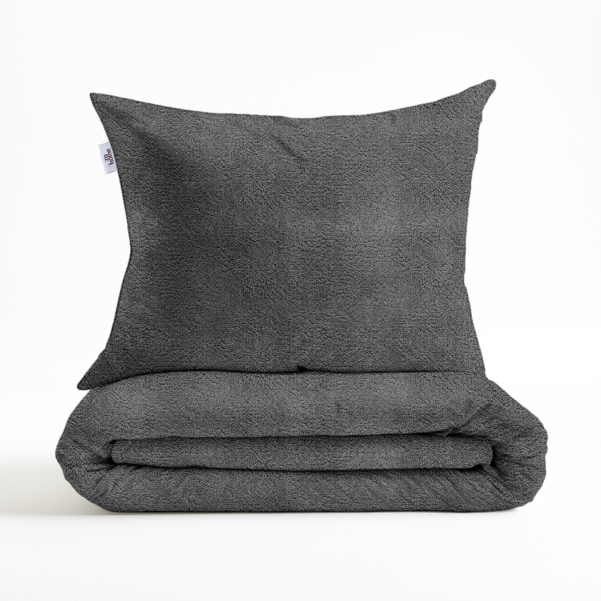 Zohome Dekbedovertrek Pile di Flanella Classic Antracite - 100% Microvezel - 200x200-220 cm