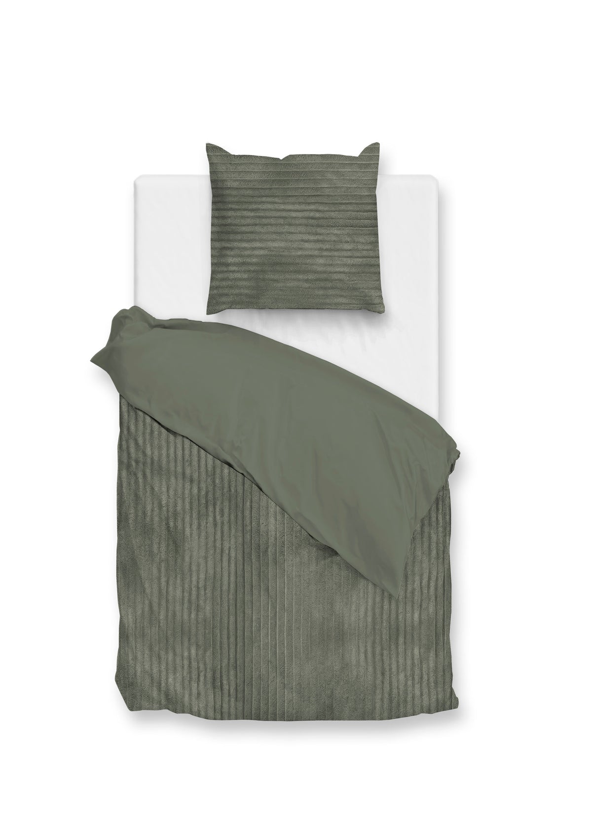 Zohome Dekbedovertrek Pile di Ribcord Army Green - 100% Microvezel - 140x200 cm