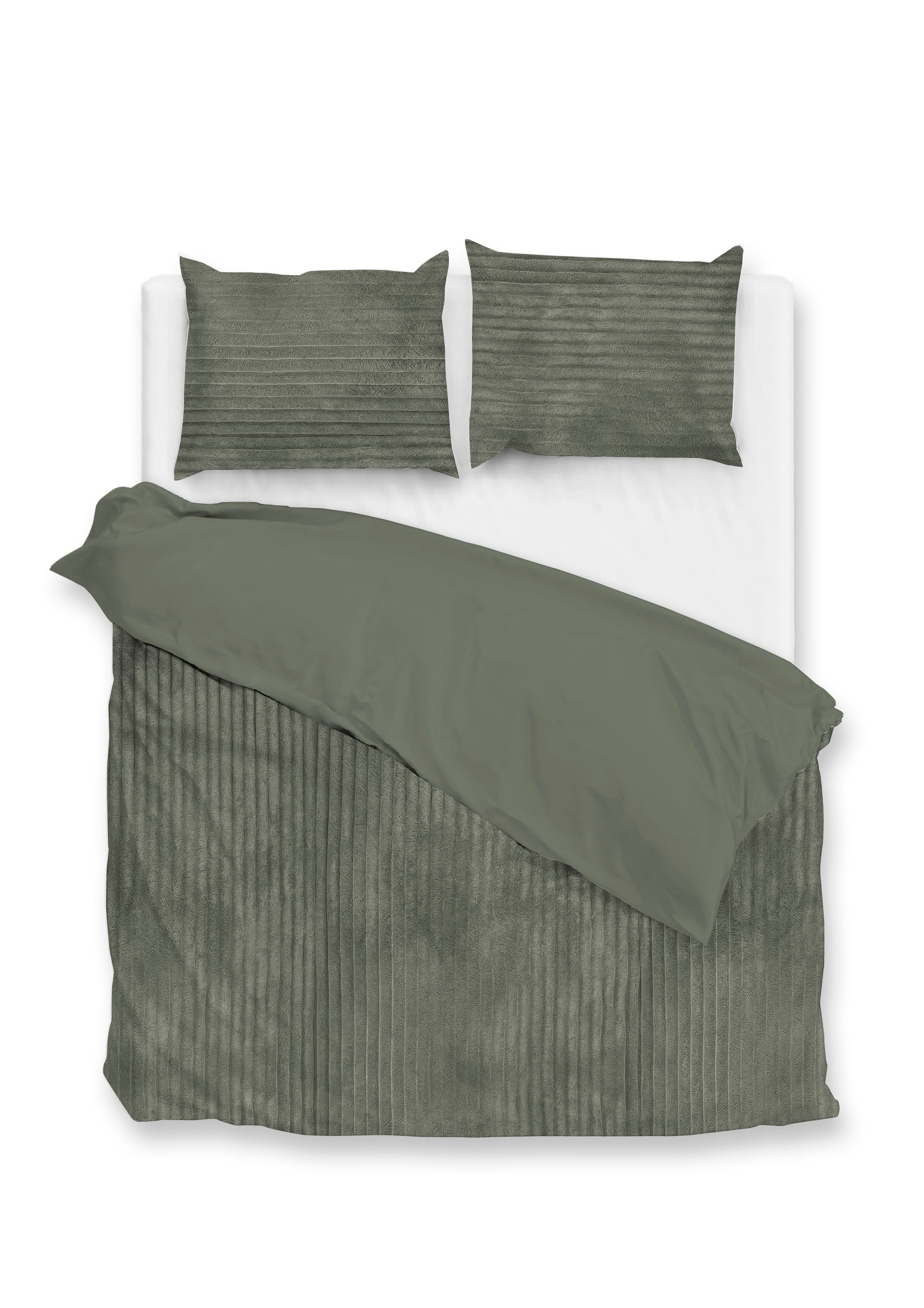 Zohome Dekbedovertrek Pile di Ribcord Army Green - 100% Microvezel - 240x200-220 cm