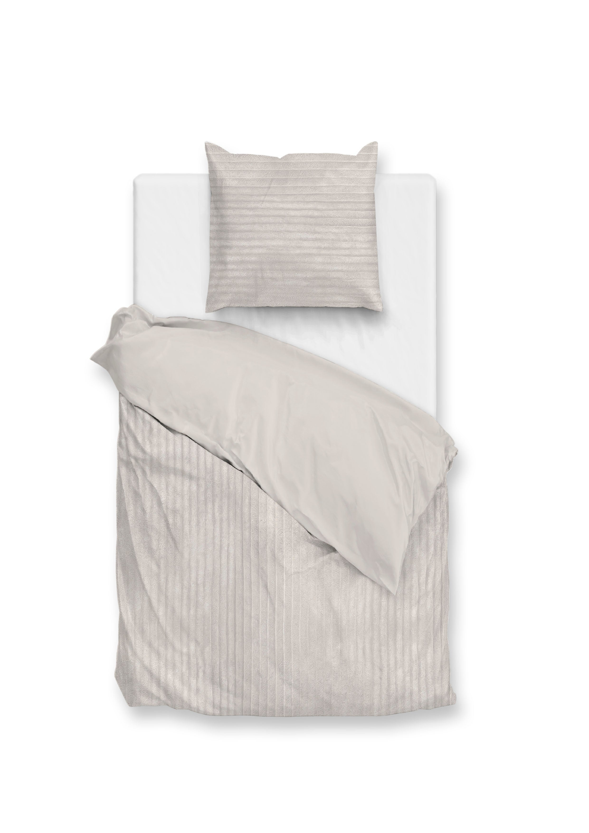 Zohome Dekbedovertrek Pile di Ribcord Off-White - 100% Microvezel - 140x200 cm