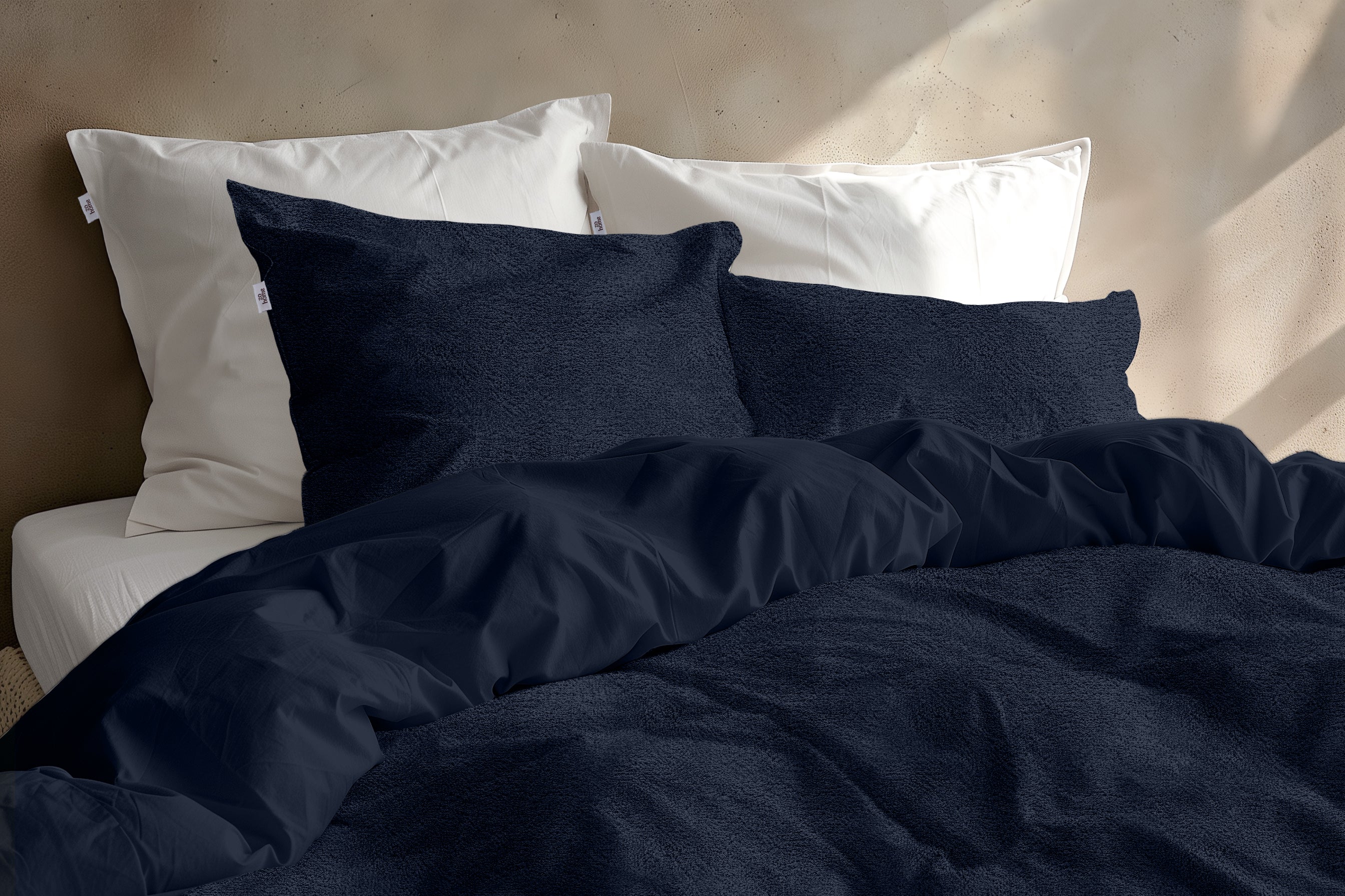 Zohome Dekbedovertrek Pile di Flanella Navy Blue - 100% Microvezel - 240x200-220 cm