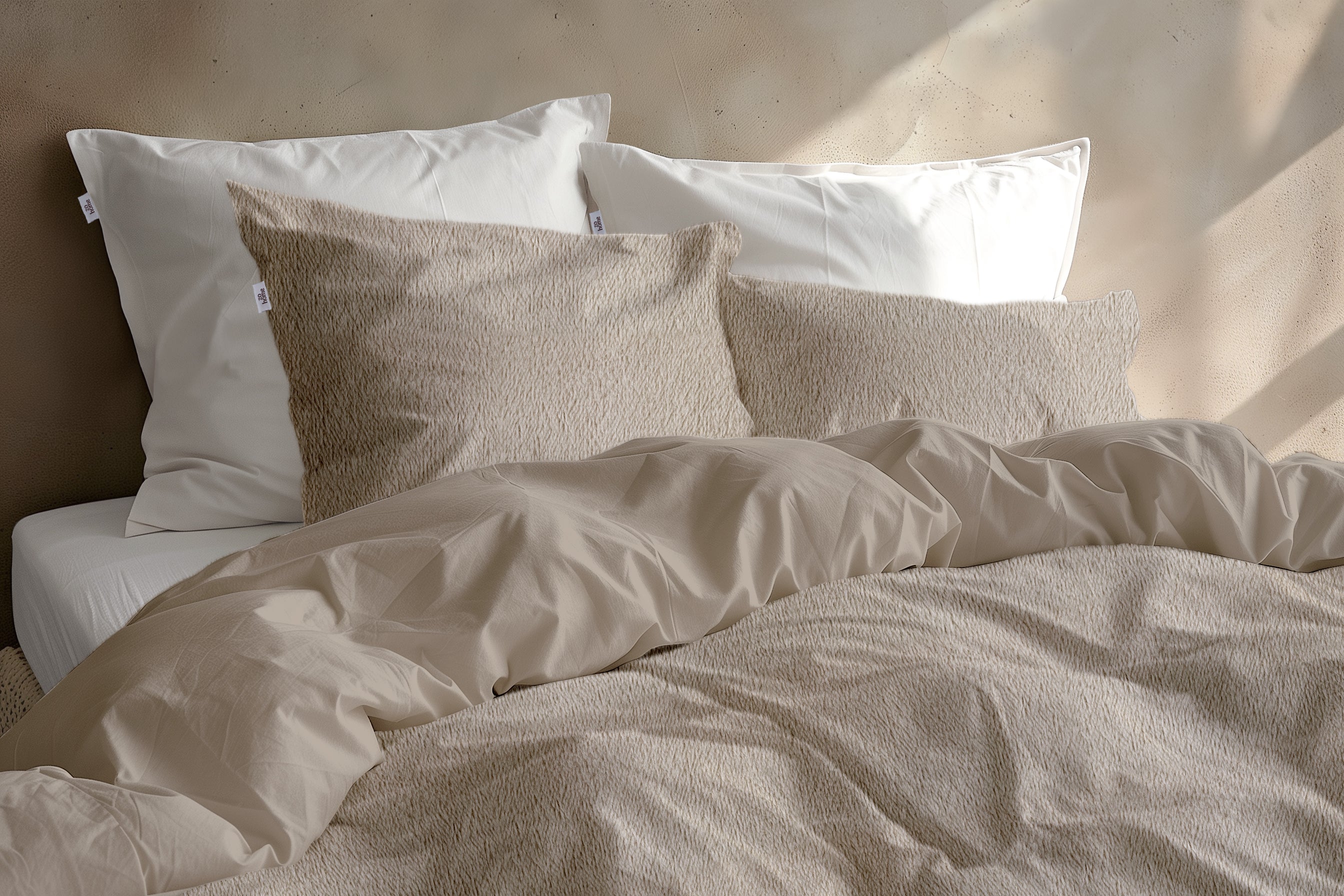 Zohome Dekbedovertrek Pile di Sherpa Forest Sand - 100% Microvezel - sfeer/detail 2
