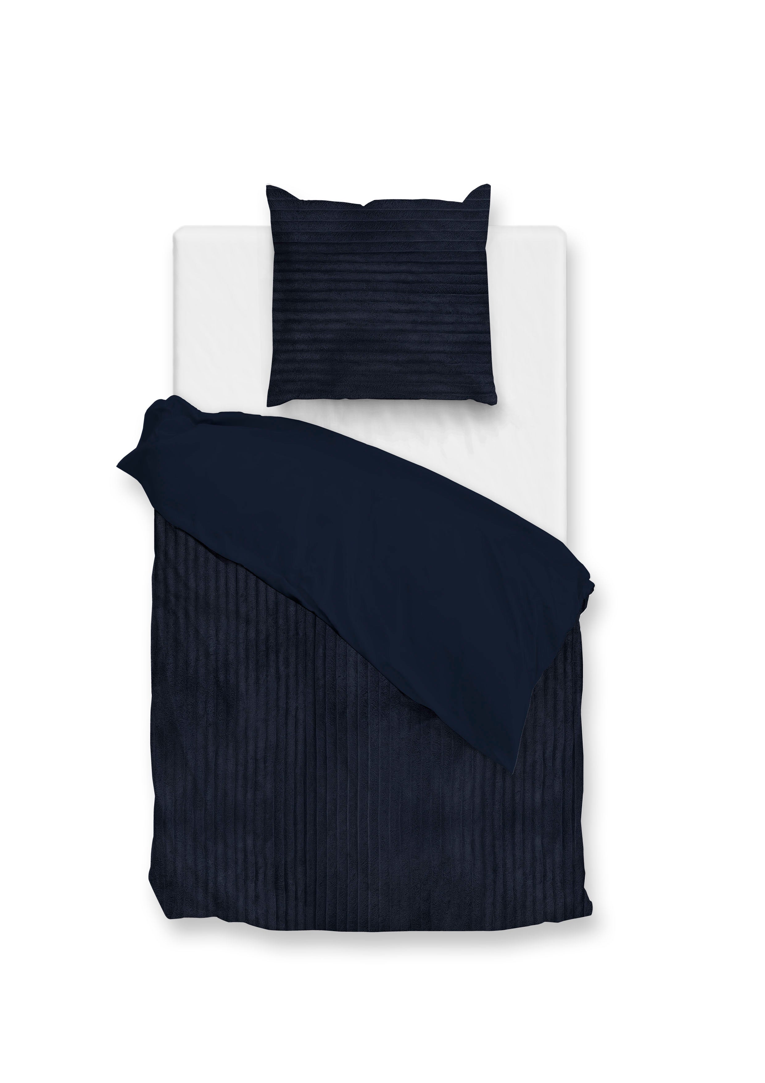 Zohome Dekbedovertrek Pile di Ribcord Navy Blue - 100% Microvezel - 140x200 cm