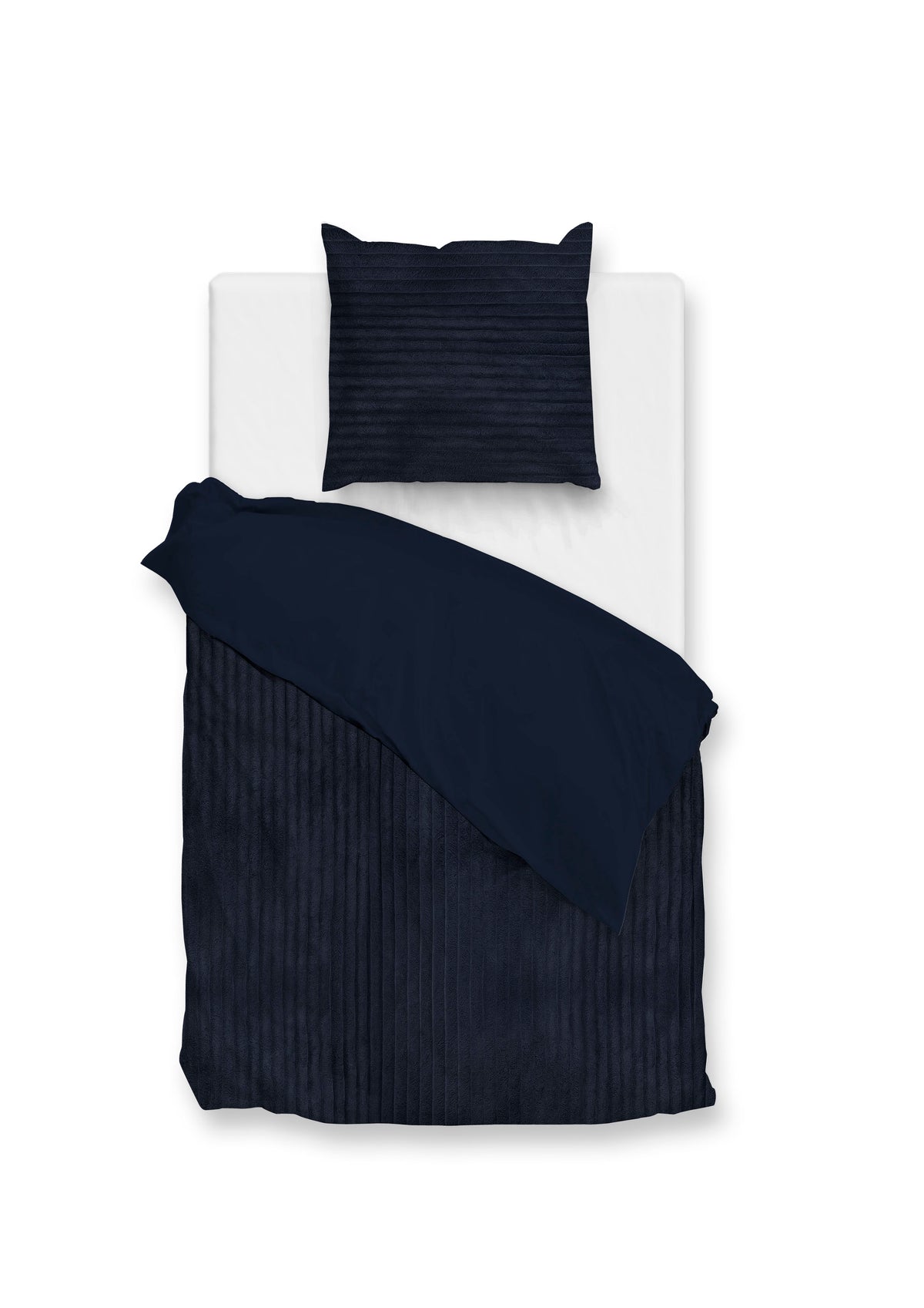 Zohome Dekbedovertrek Pile di Ribcord Navy Blue - 100% Microvezel - 140x200 cm