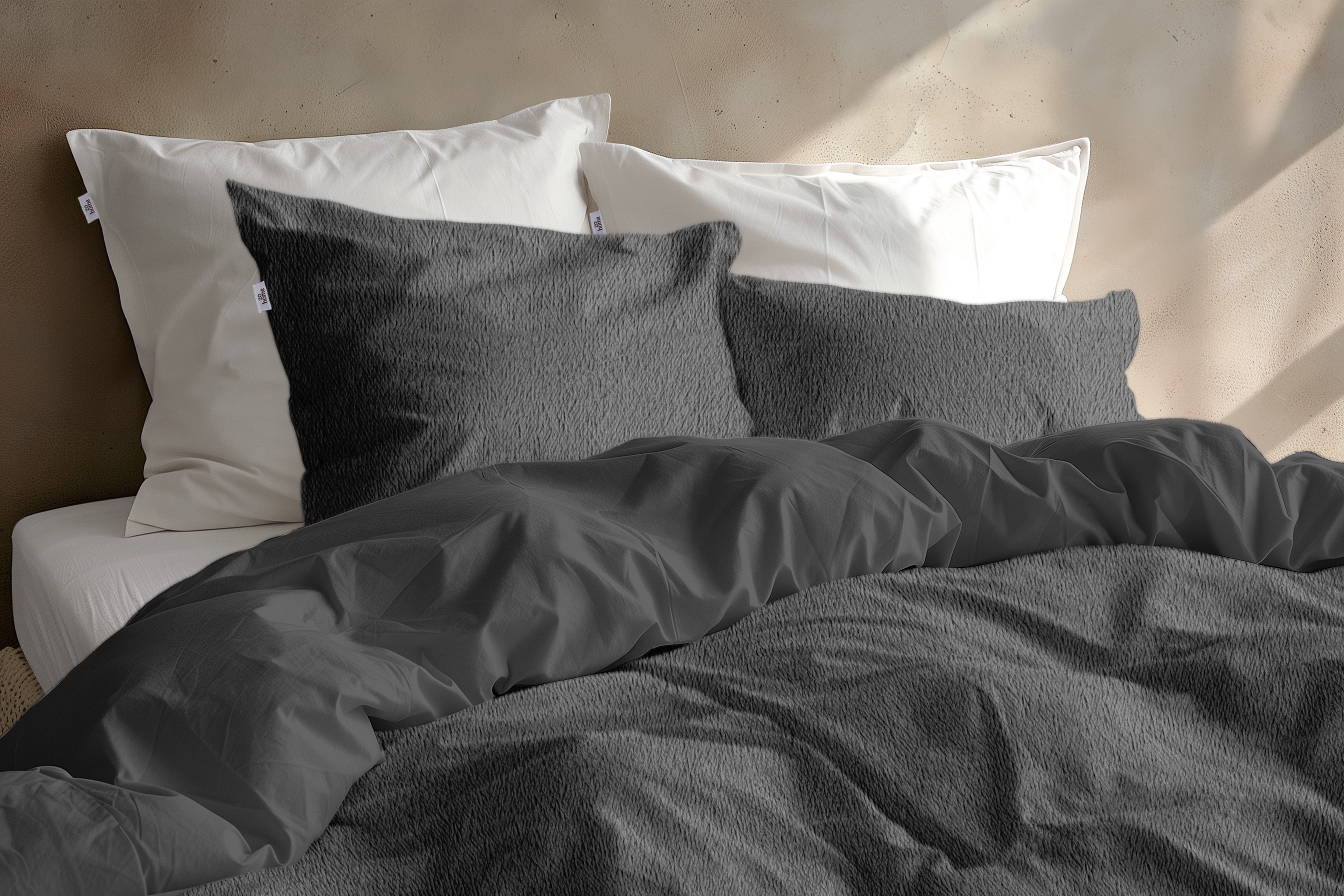 Zohome Dekbedovertrek Pile di Sherpa Classic Antracite - 100% Microvezel - sfeer/detail 2