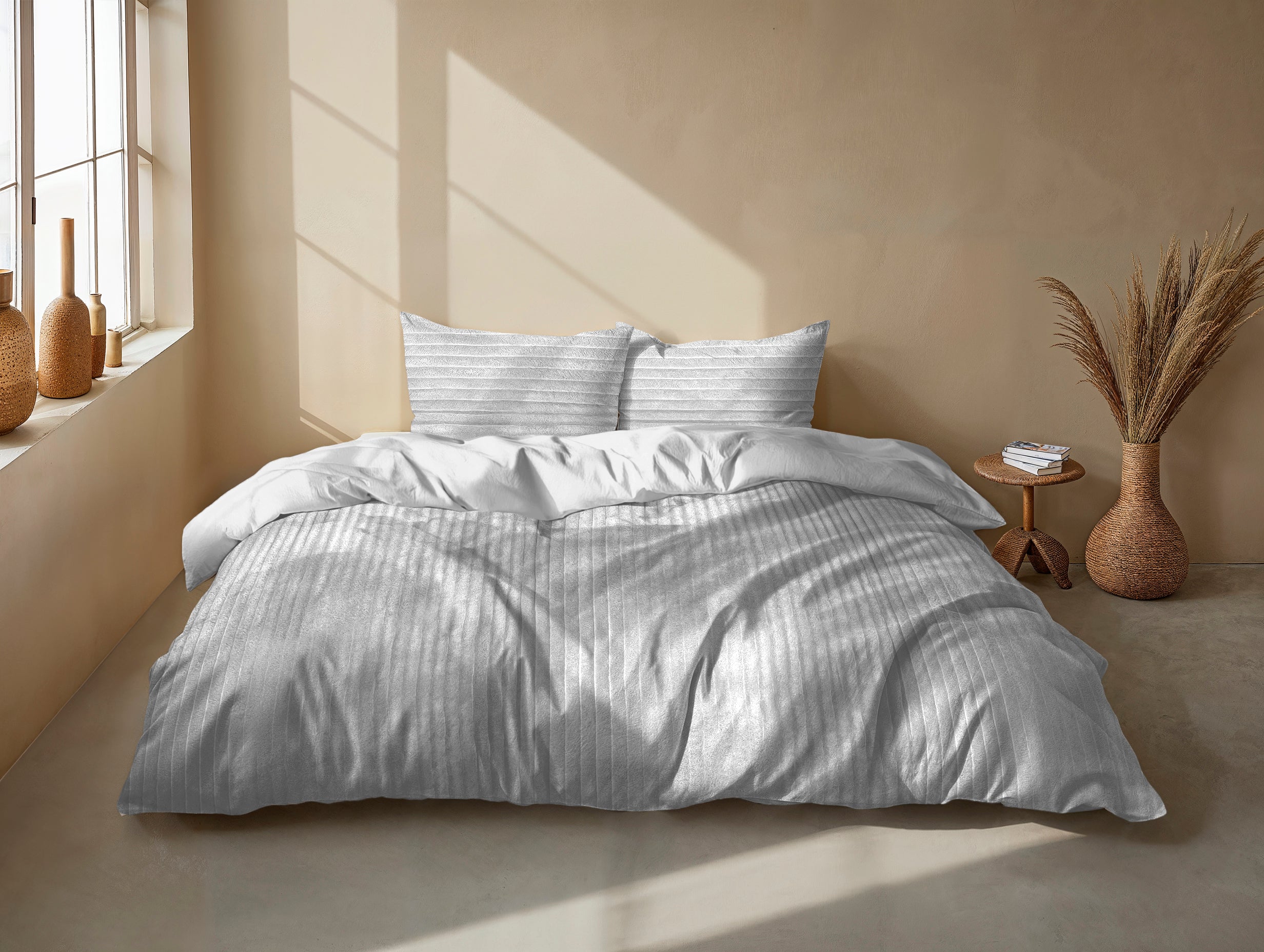 Zohome Dekbedovertrek Pile di Ribcord Dove Grey - 100% Microvezel - sfeer/detail 1