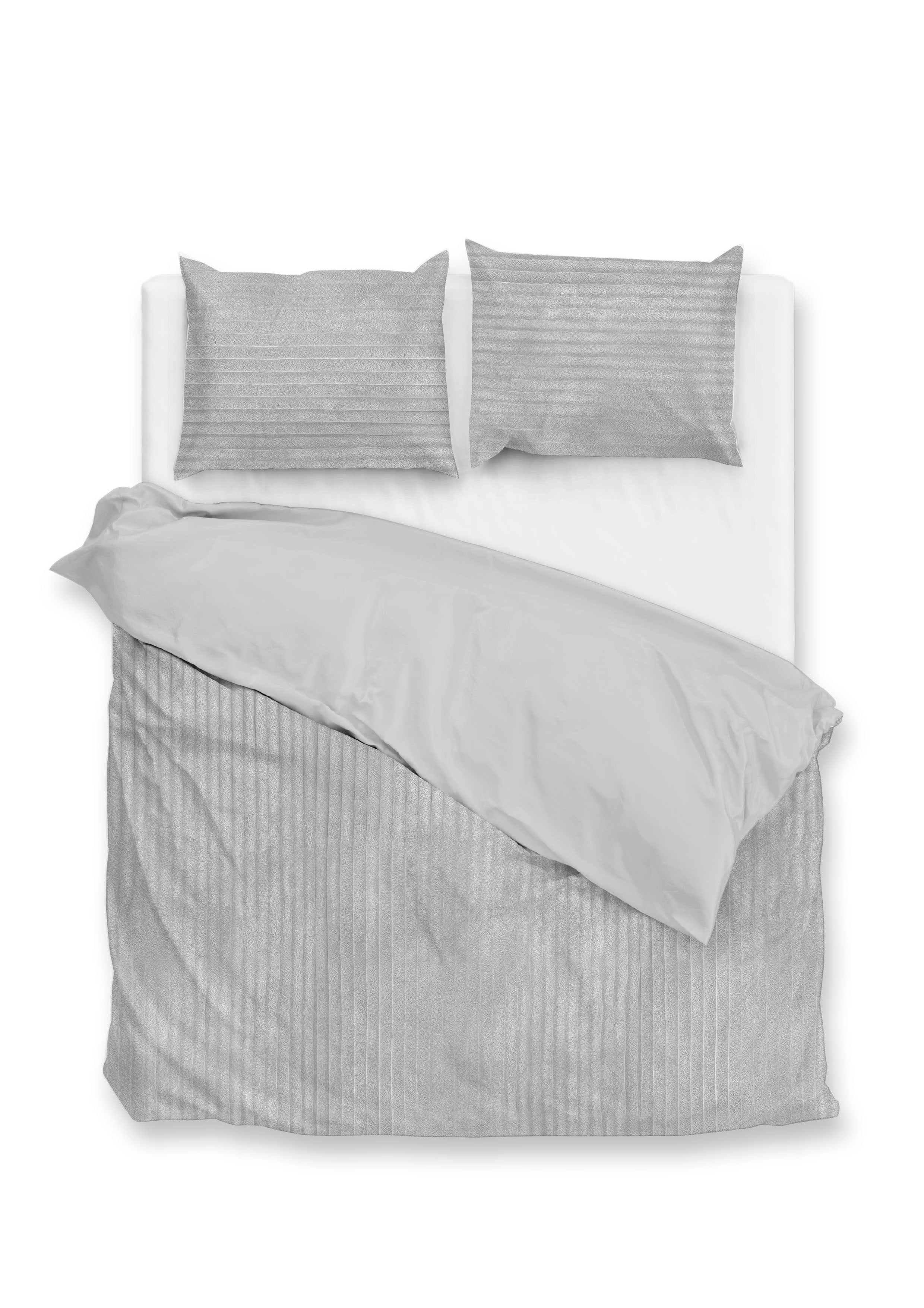 Zohome Dekbedovertrek Pile di Ribcord Dove Grey - 100% Microvezel - 200x200-220 cm