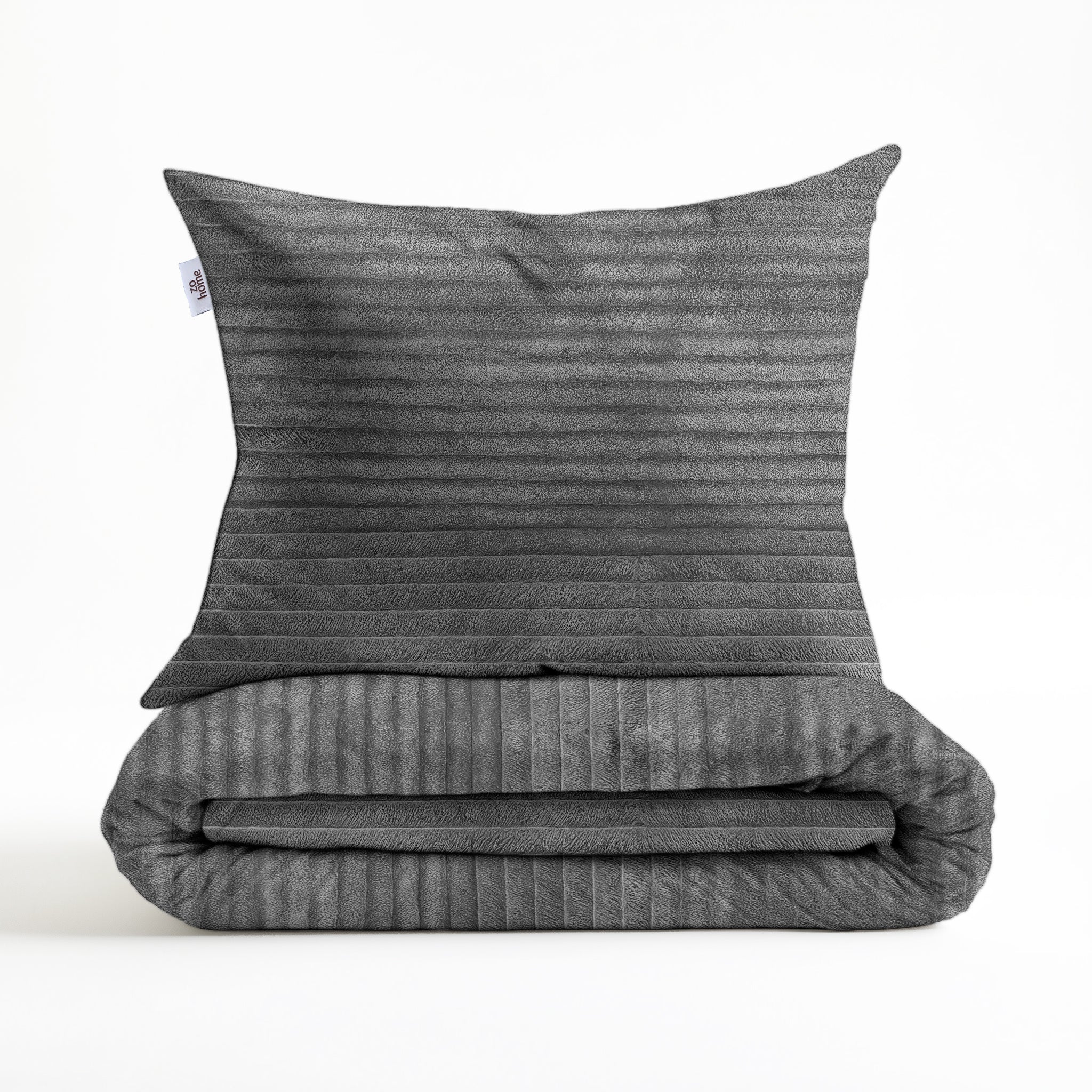 Zohome Dekbedovertrek Pile di Ribcord Classic Antracite - 100% Microvezel - sfeer/detail 3