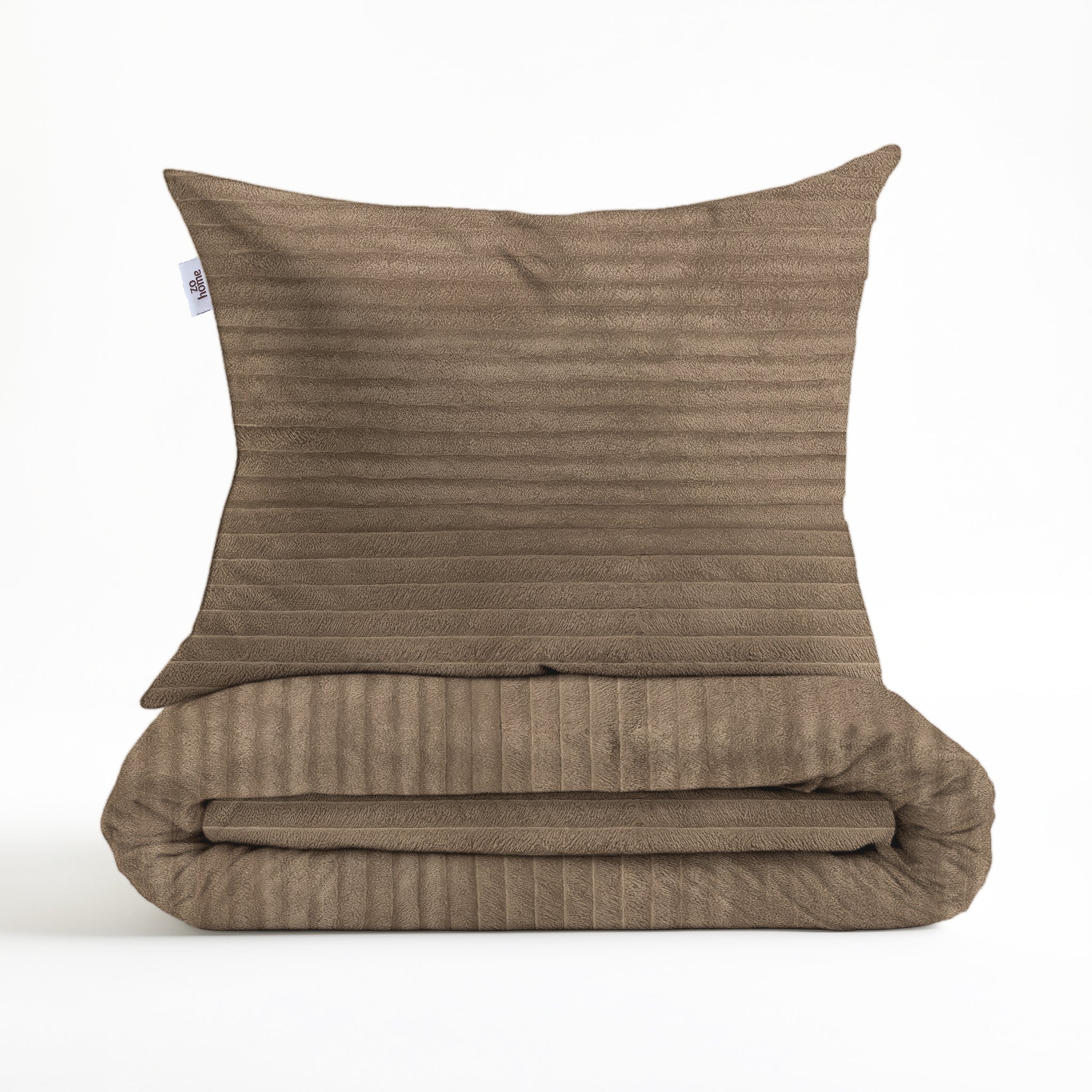 Zohome Dekbedovertrek Pile di Ribcord Real Taupe - 100% Microvezel - sfeer/detail 3
