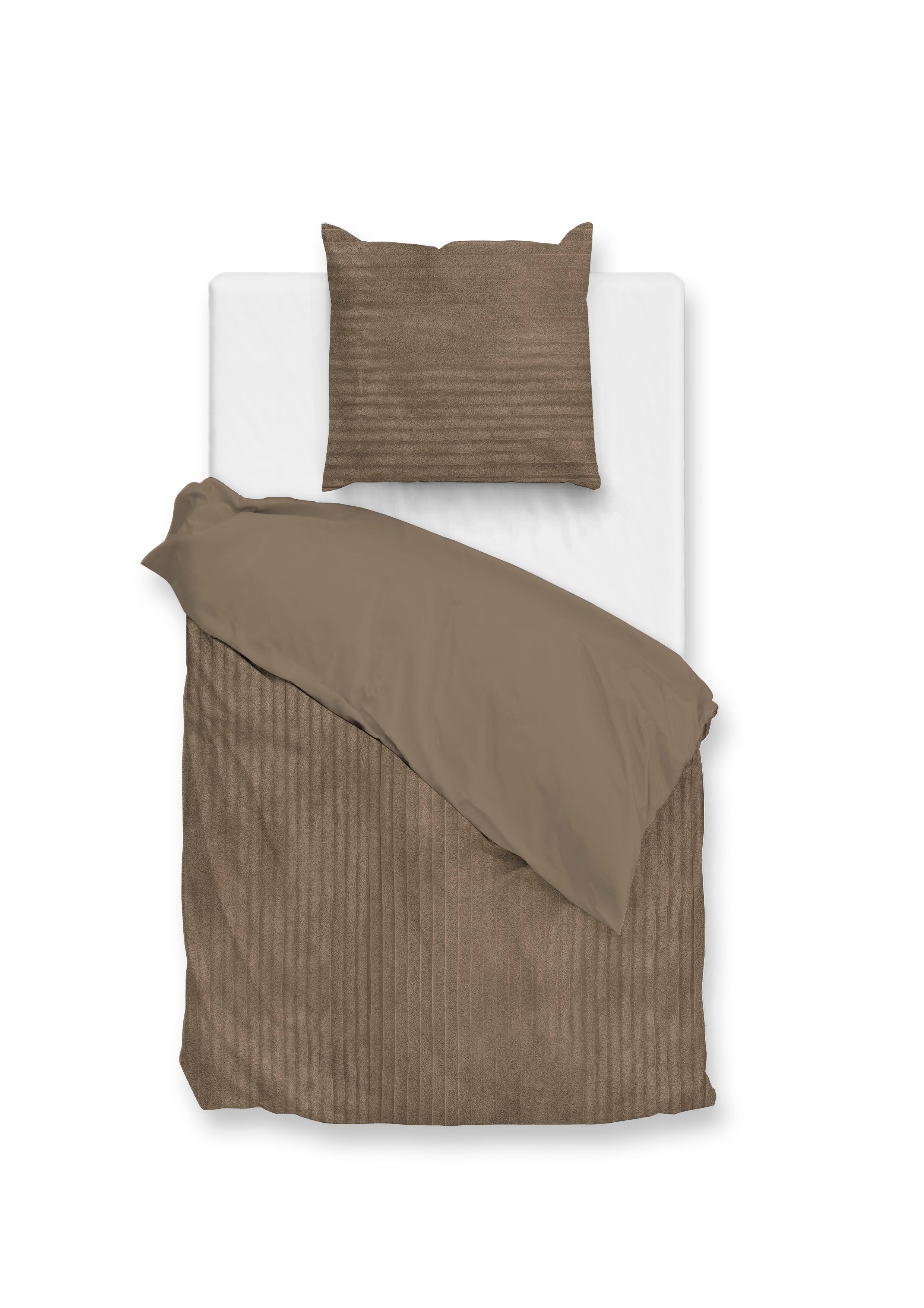 Zohome Dekbedovertrek Pile di Ribcord Real Taupe - 100% Microvezel - 140x200 cm