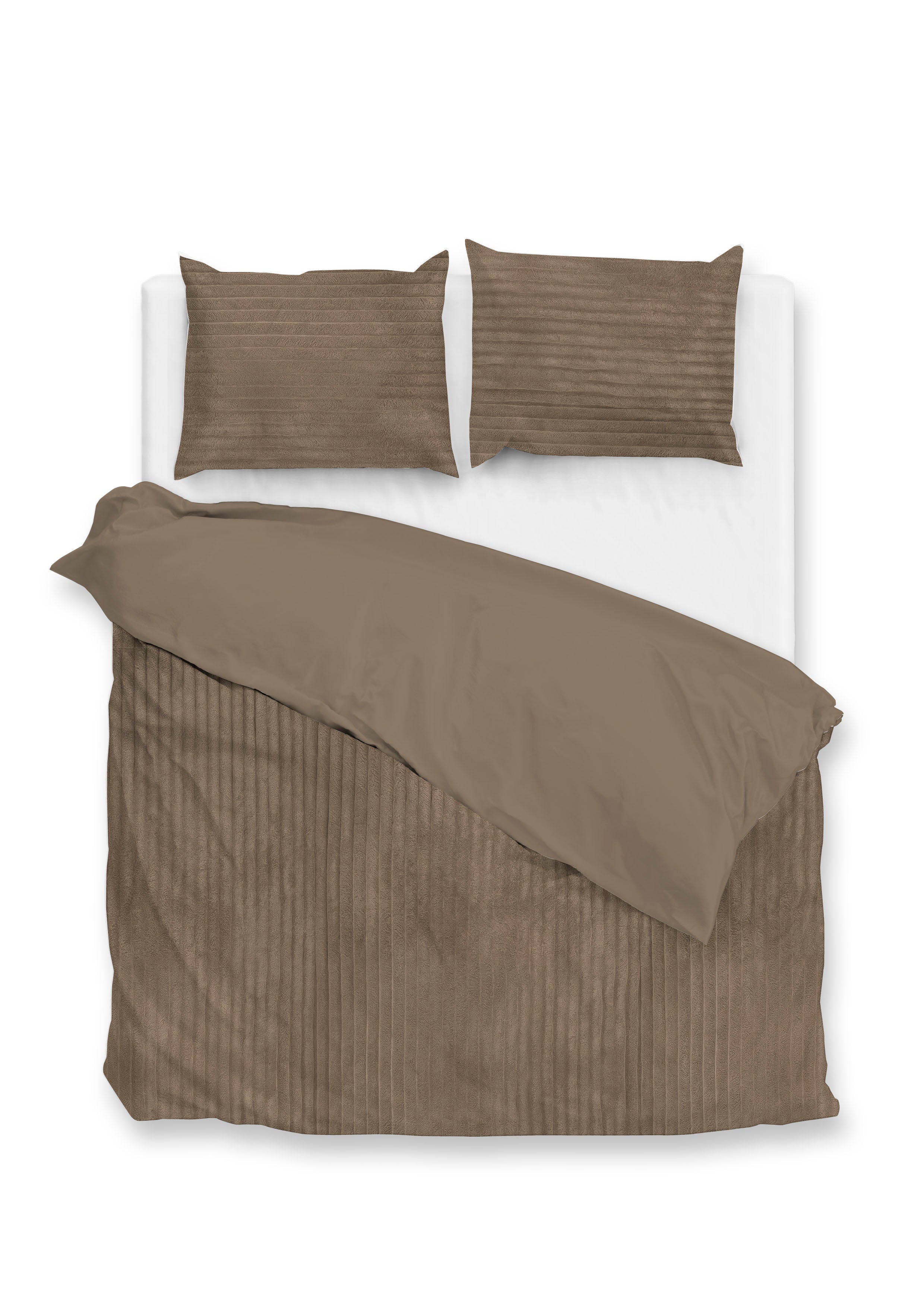 Zohome Dekbedovertrek Pile di Ribcord Real Taupe - 100% Microvezel - 240x200-220 cm