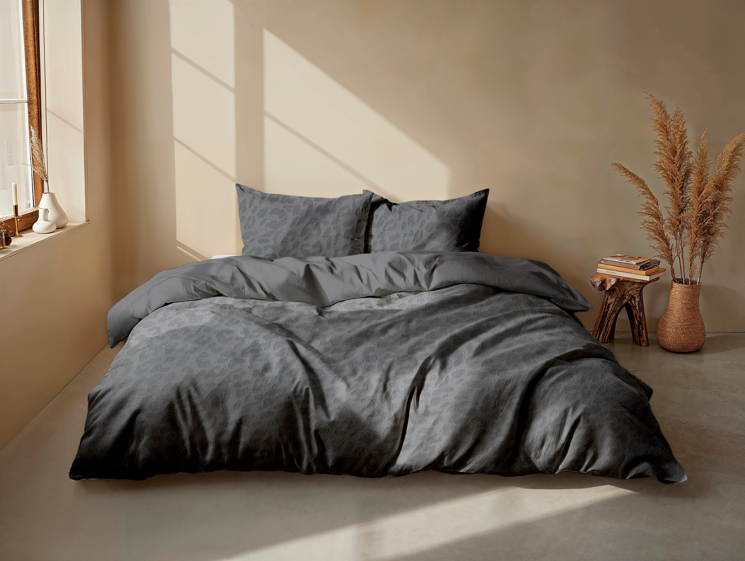Zohome Dekbedovertrek Leopardo Classic Antracite - 100% Microvezel - 140x200 cm