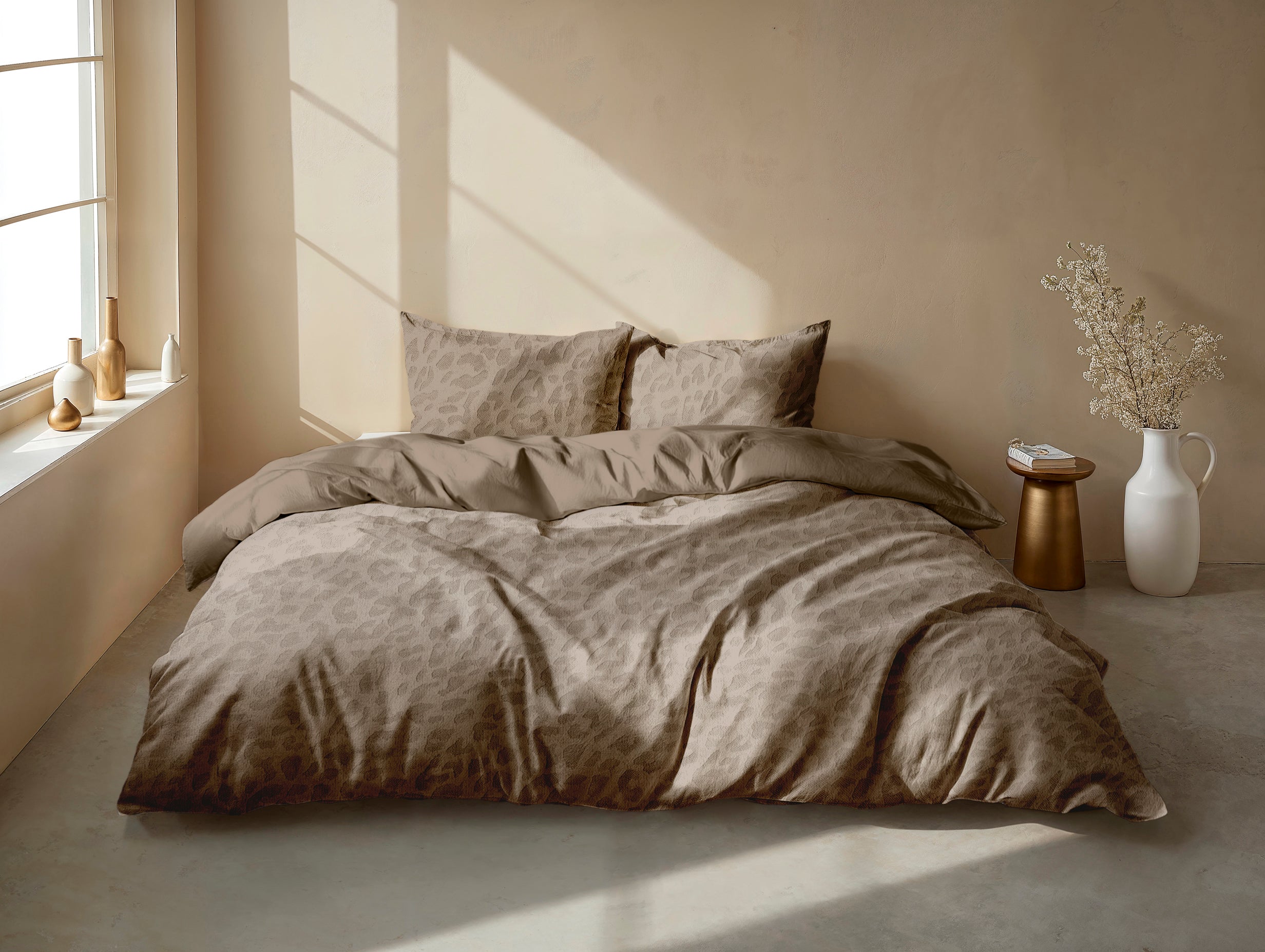 Zohome Dekbedovertrek Leopardo Real Taupe - 100% Microvezel - 200x200-220 cm