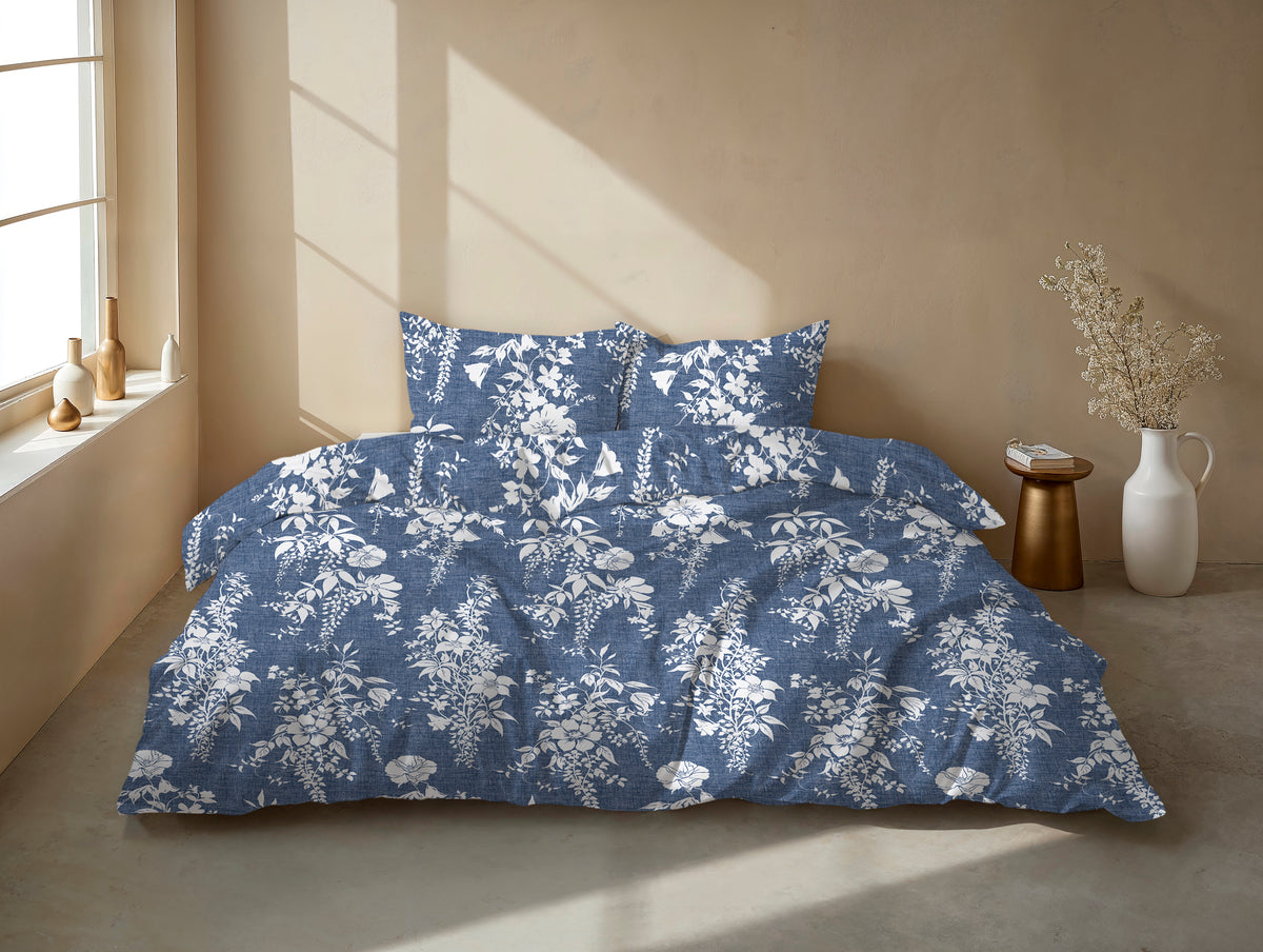 Zohome Dekbedovertrek Ibisco di Lino Urban Blue - 100% Katoen