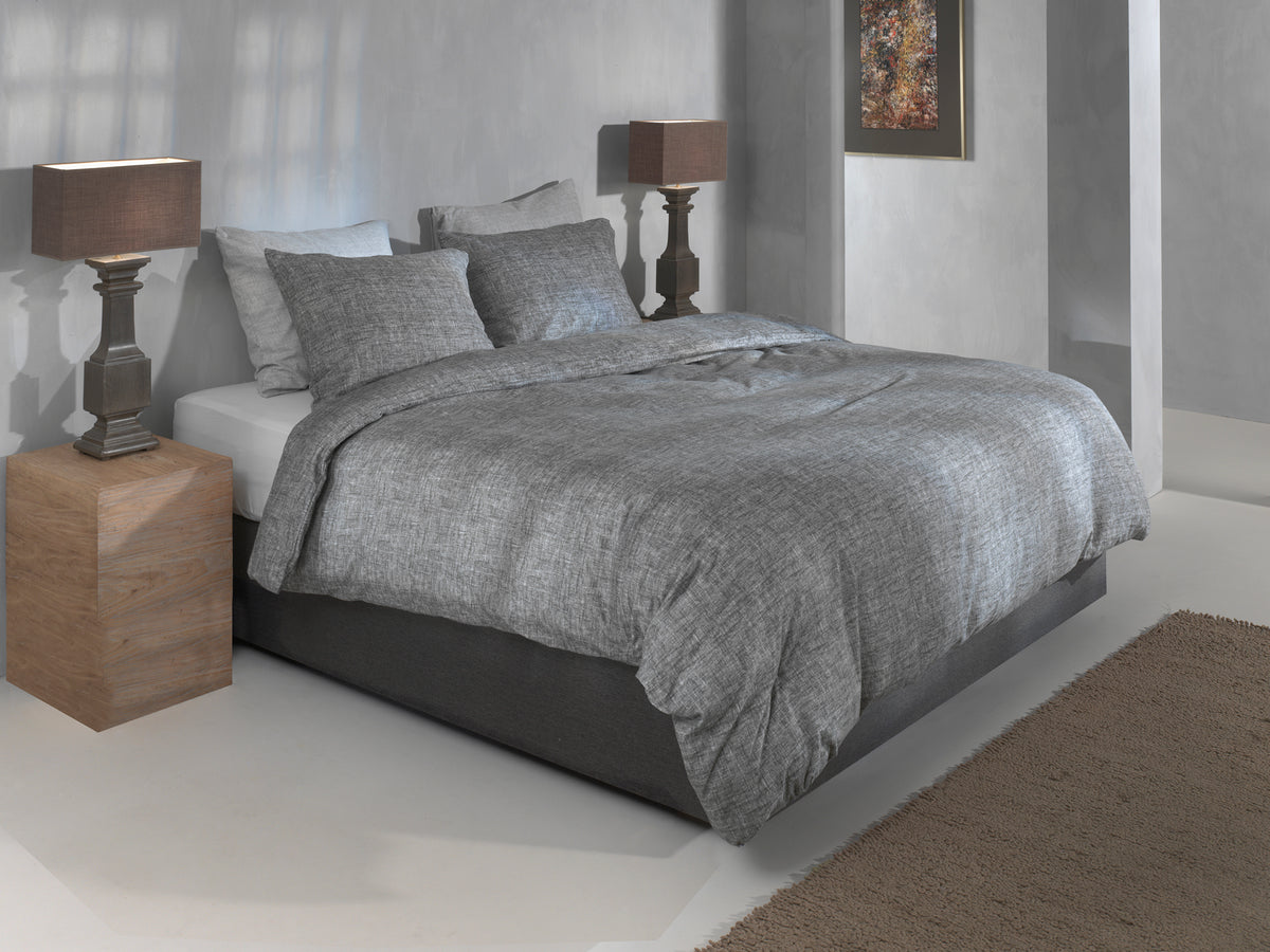 Zohome Dekbedovertrek Flanella di Lino Dark Grey - 100% Katoen-Flanel