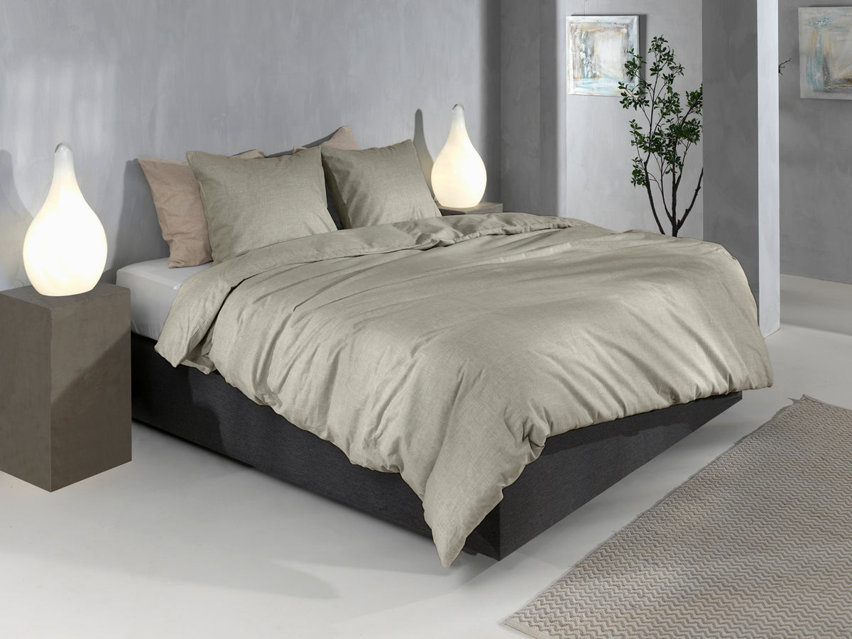 Dekbedovertrek Flanella di Lino Khaki Beige - 100% Katoen-Flanel