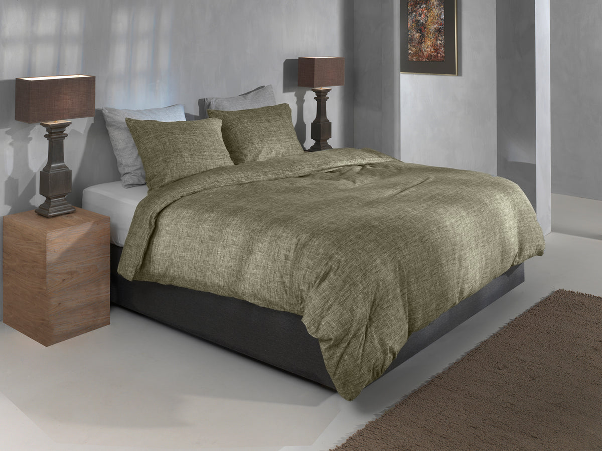 Dekbedovertrek Flanella di Lino Olive Green - 100% Katoen-Flanel