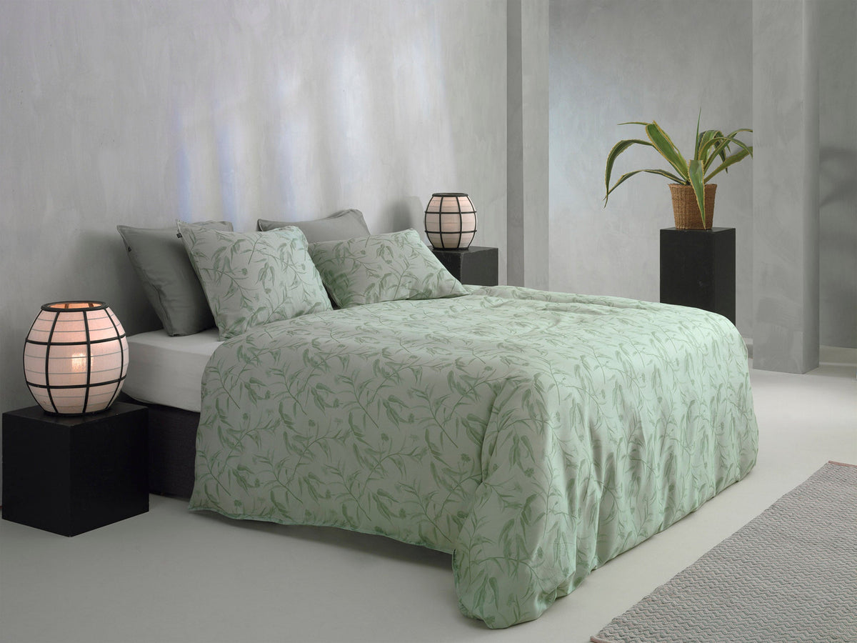 Zohome Dekbedovertrek Fiori di Satinado Foam Green - 100% Katoen-Satijn